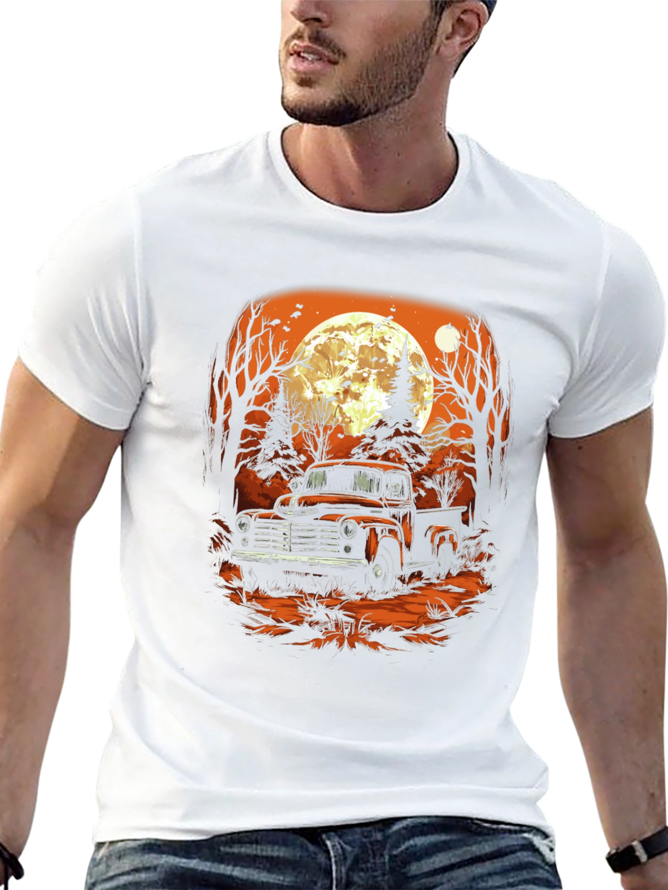 Black Vintage Truck Halloween T-Shirt view 13