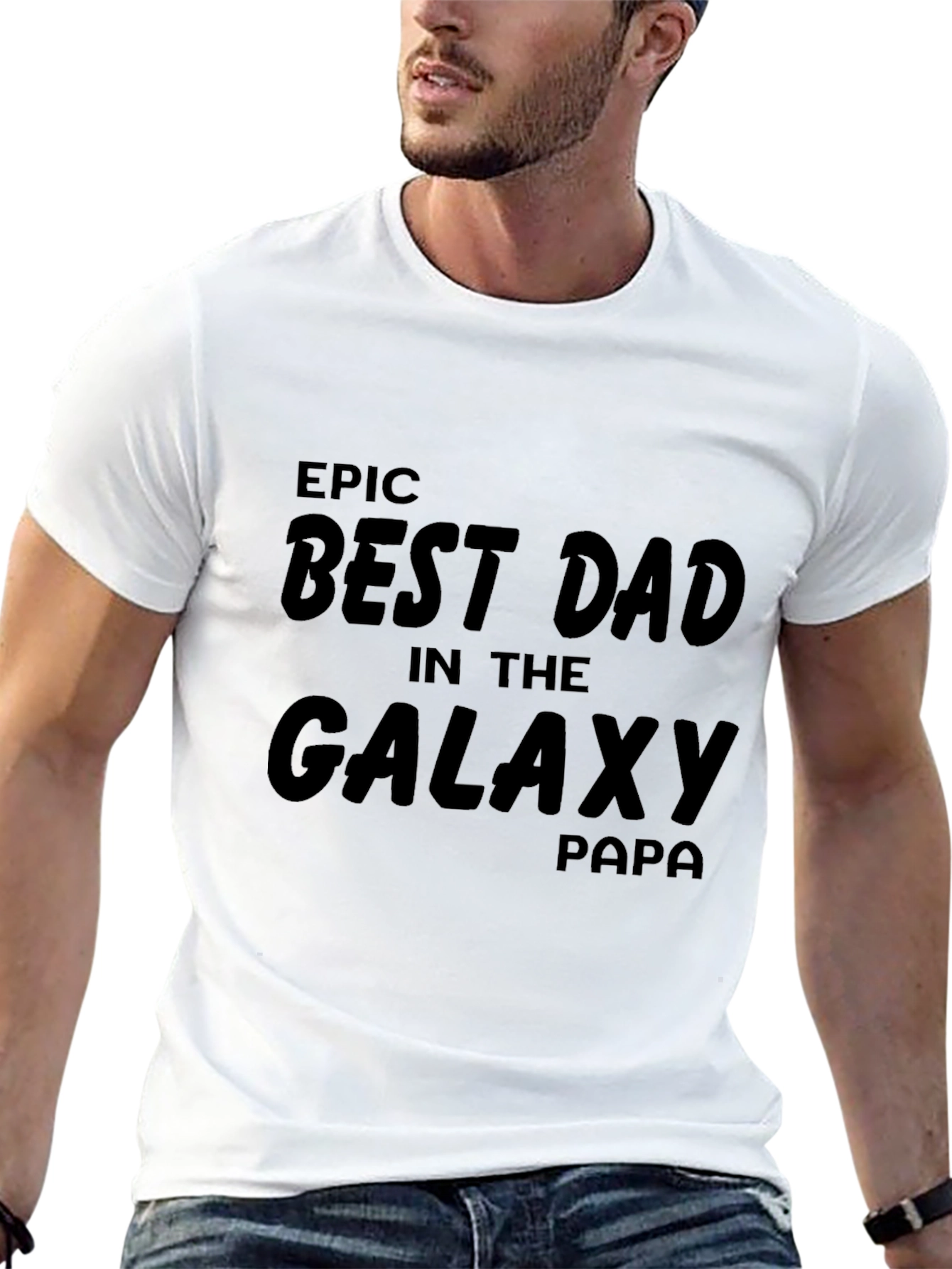 Black Epic Best Dad in the Galaxy Papa T-Shirt view 13
