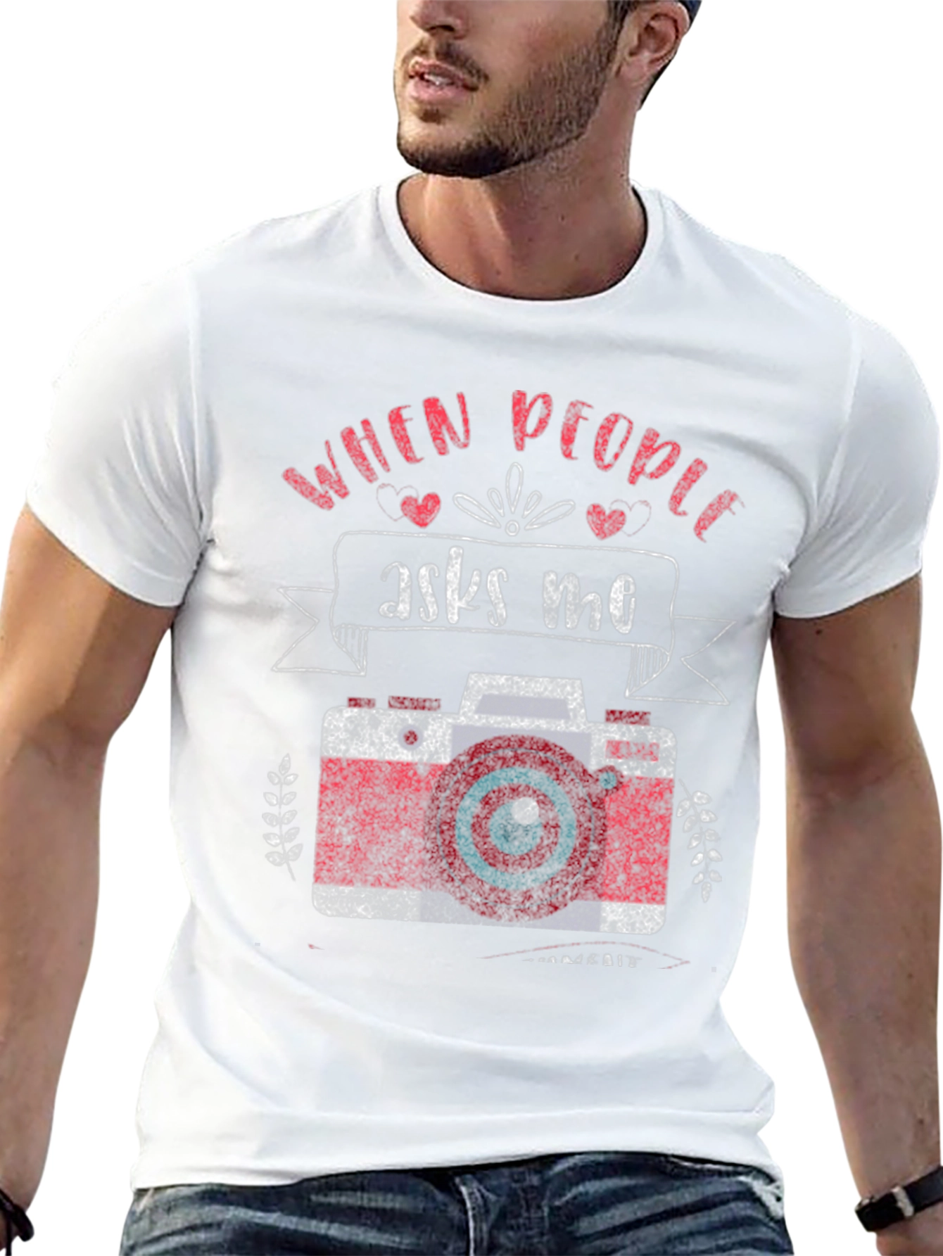 Black Photographer T-Shirt - "When People Ask Me" Camera Design view 13