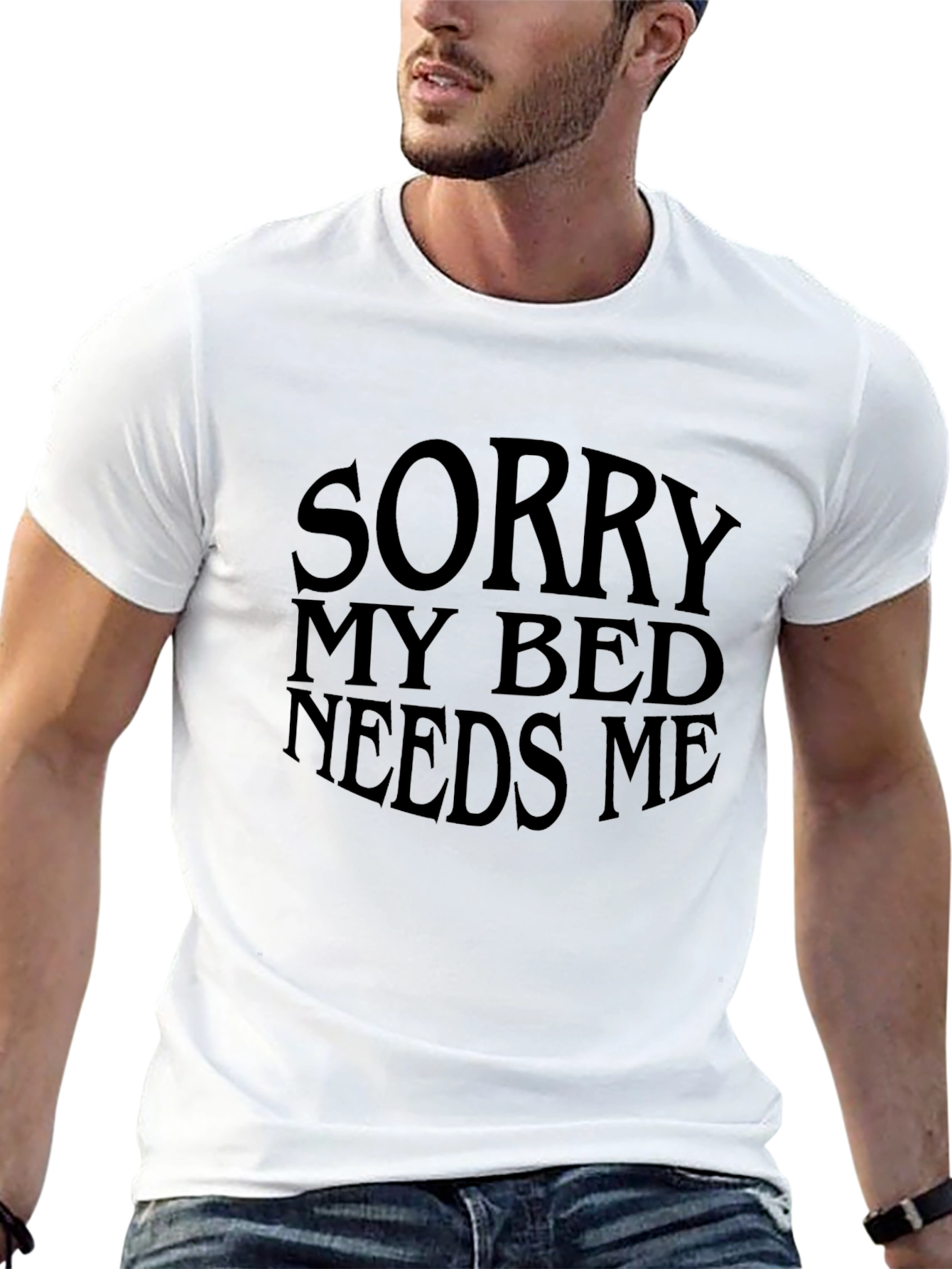 Black Sorry My Bed Needs Me Black T-Shirt view 13