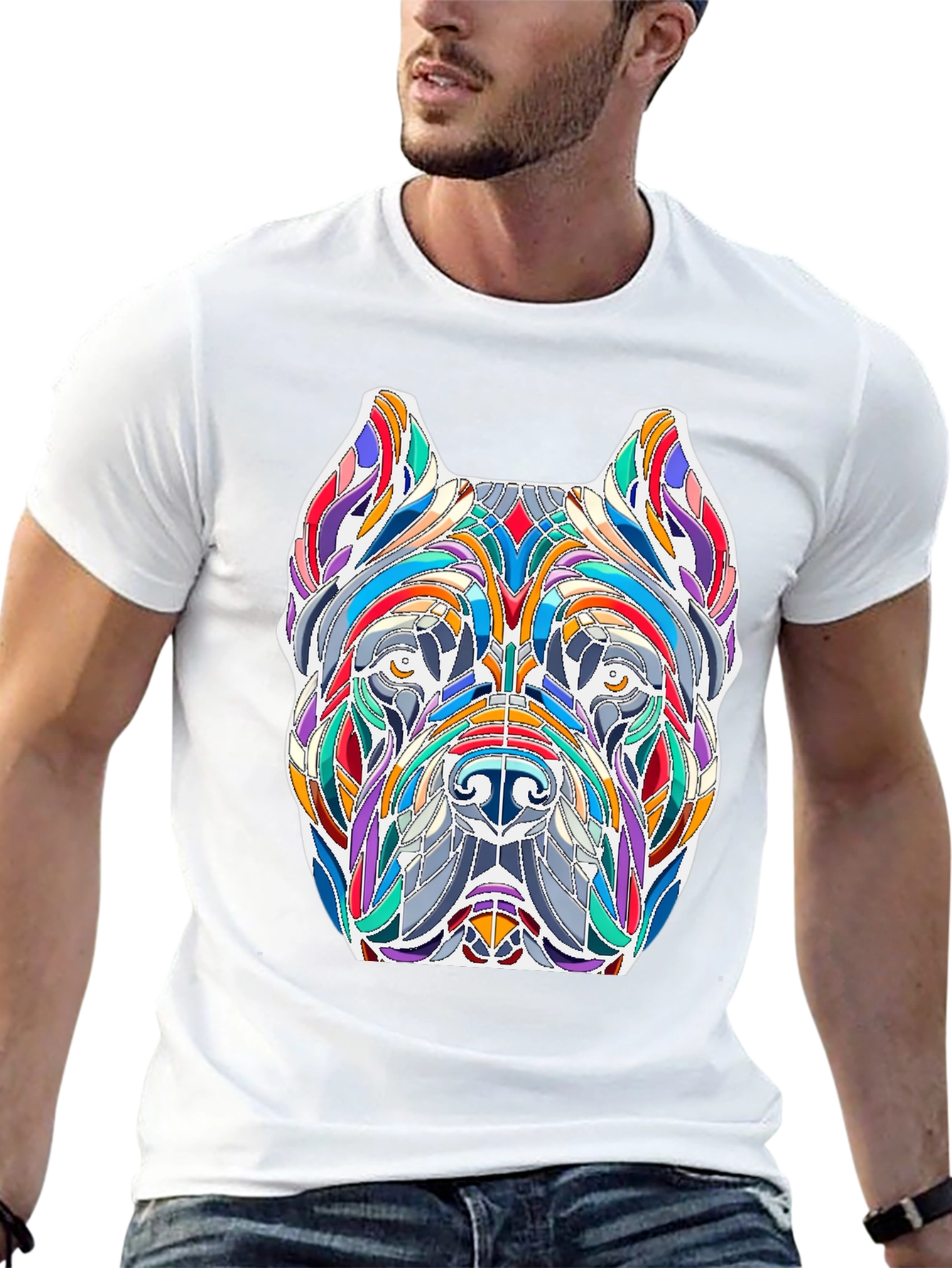 Black Abstract Dog Art T-Shirt - Unique Graphic Tee view 13
