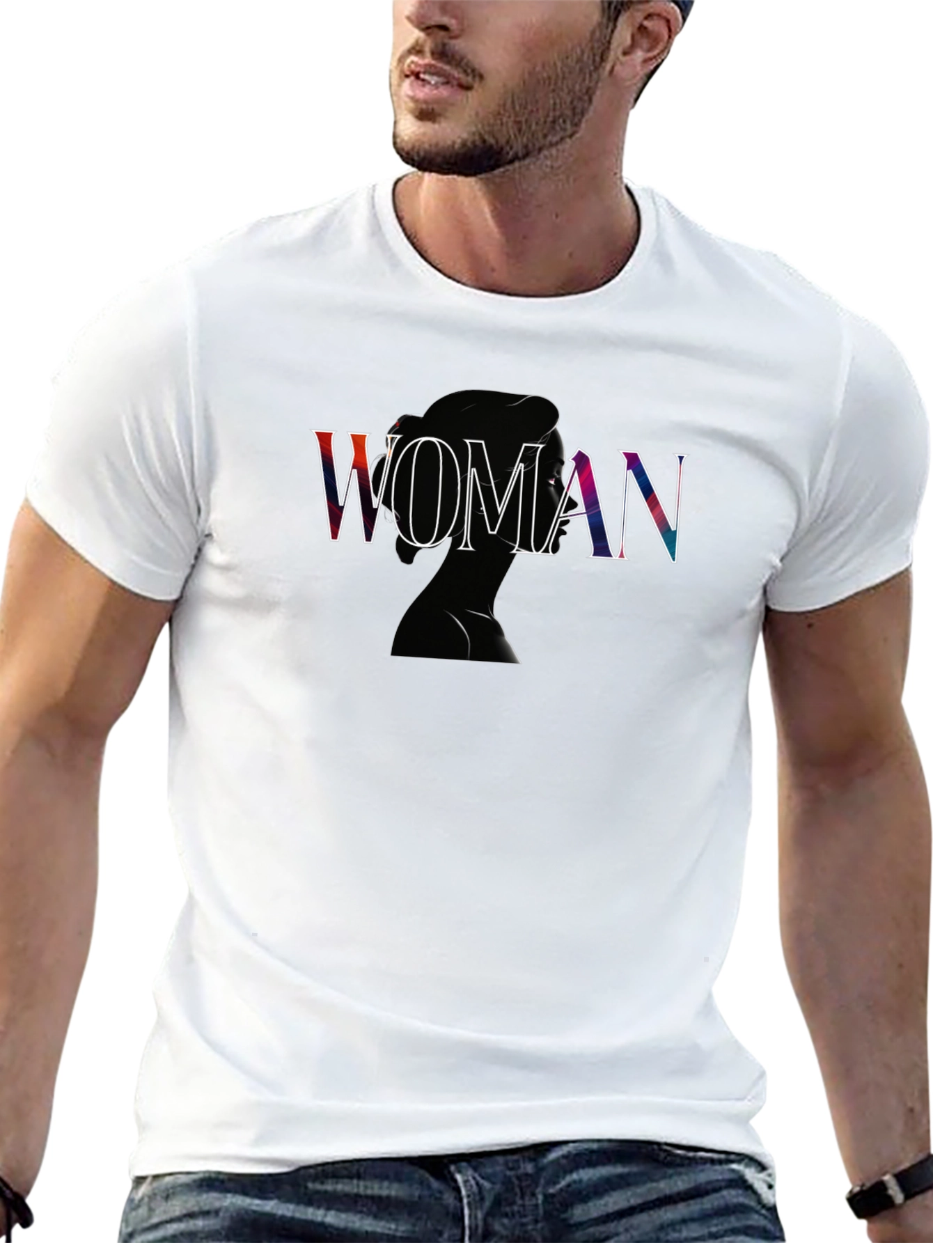 Black Woman Silhouette Graphic Tee - Modern Black T-Shirt view 13
