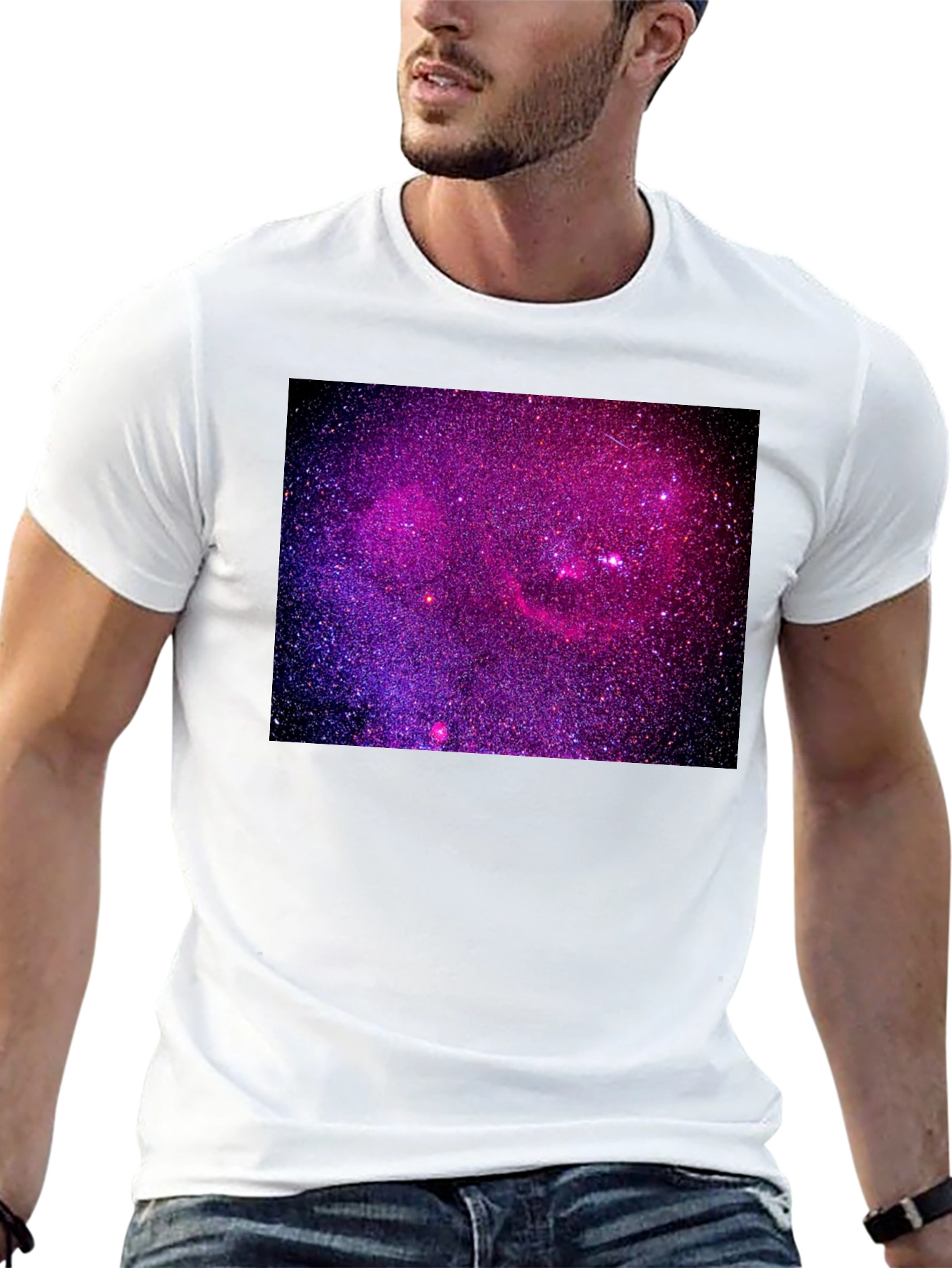 Black Galaxy Print Black T-Shirt view 13