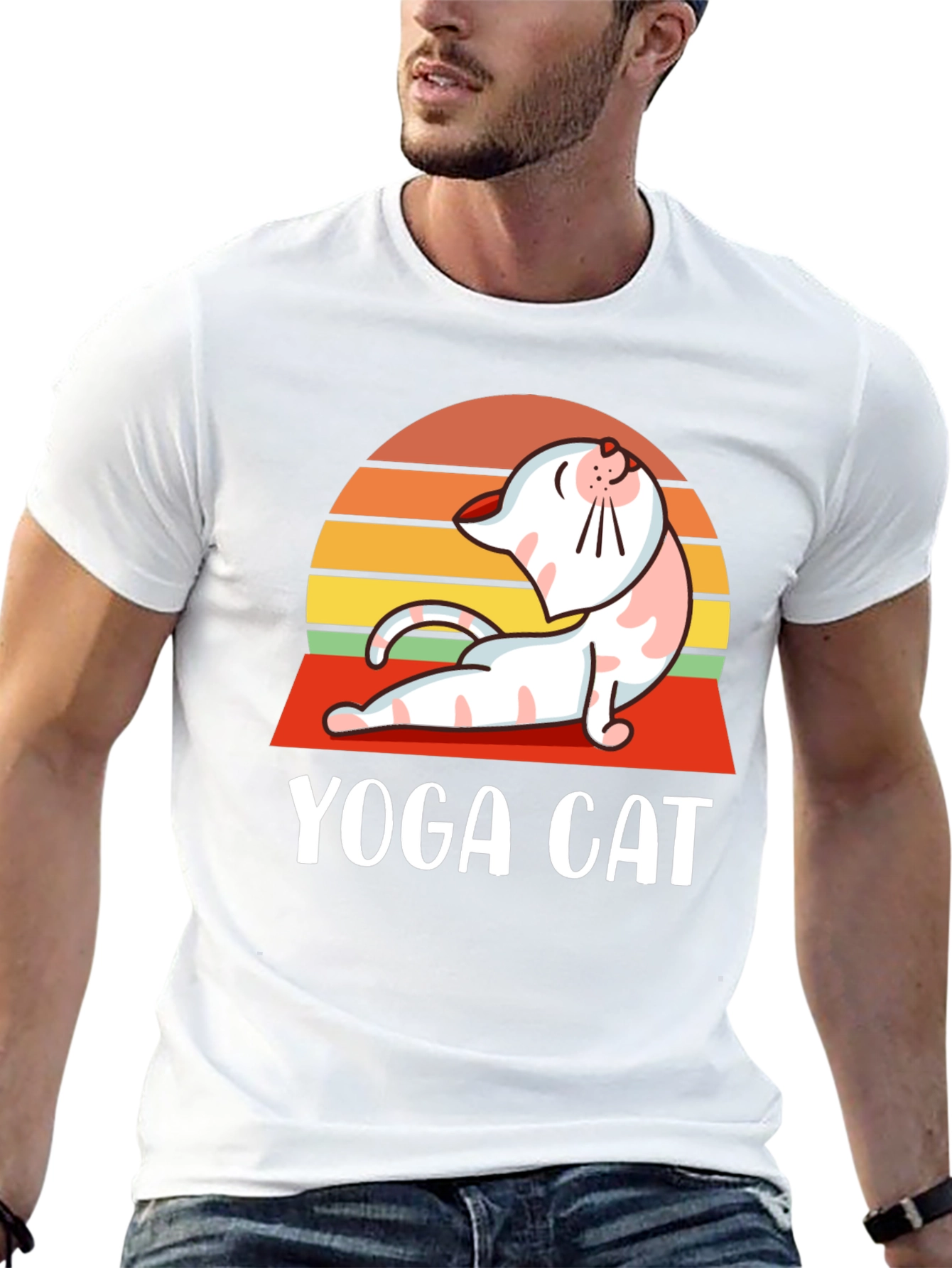 Black Yoga Cat T-Shirt - Funny Workout Tee view 13