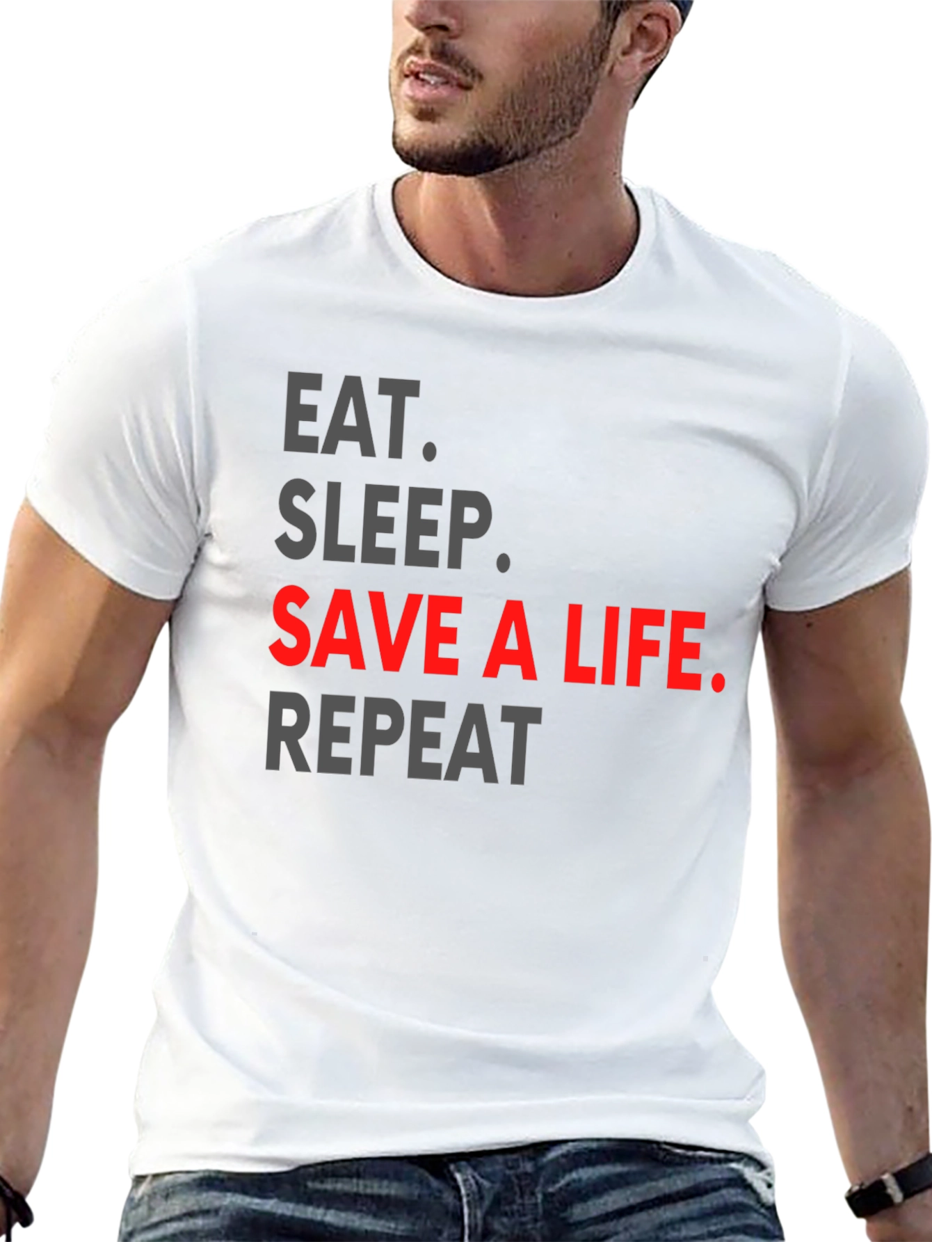 Black Eat Sleep Save a Life Repeat T-Shirt view 13