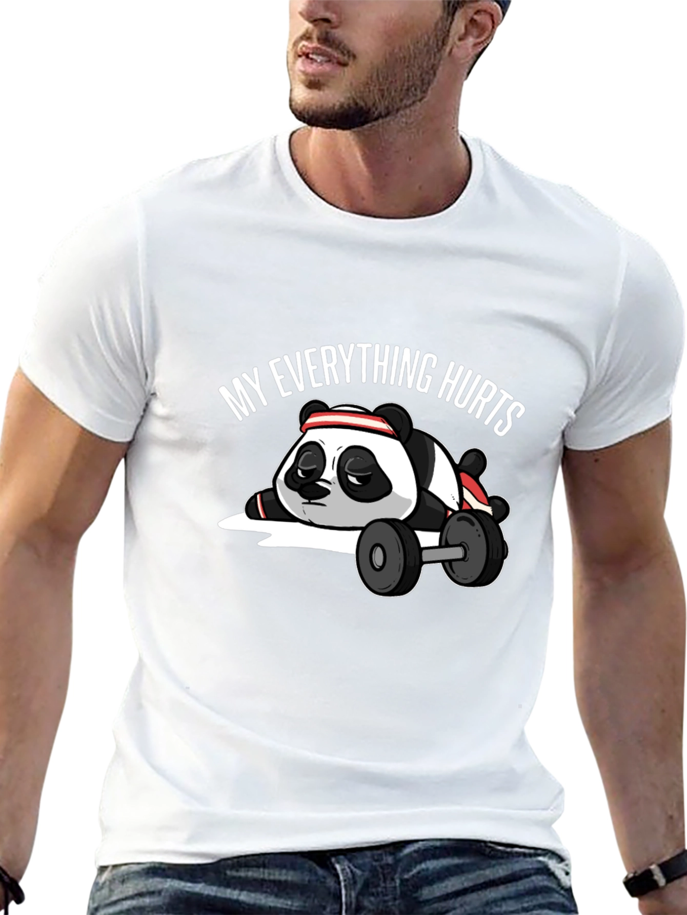 Black My Everything Hurts Panda T-Shirt - Workout Humor Tee view 13