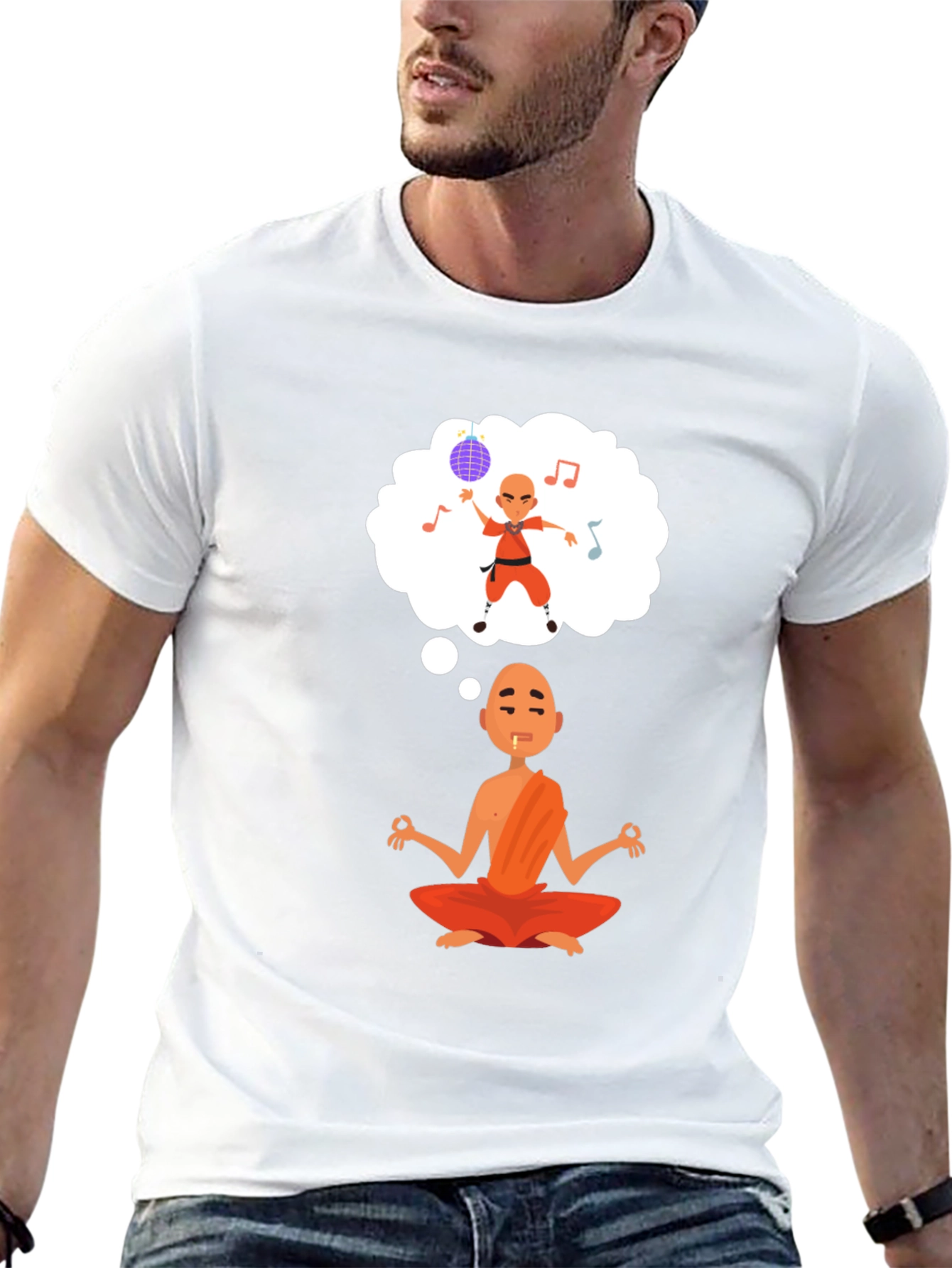 Black Meditating Monk T-Shirt - Dream of Dancing view 13