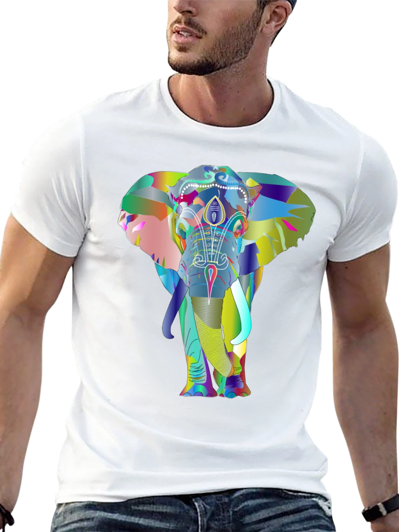 Black Colorful Elephant Graphic Tee - Unique Design view 13