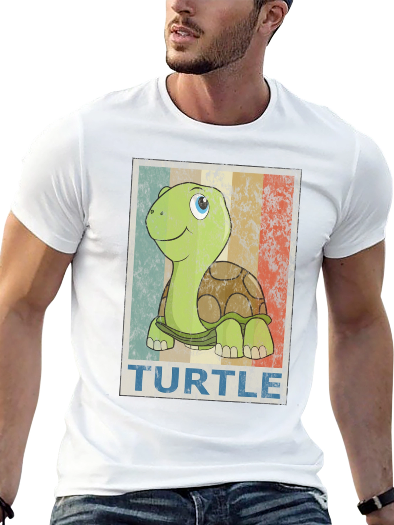 Black Retro Turtle Graphic Tee - Cute Cartoon Animal T-Shirt view 13