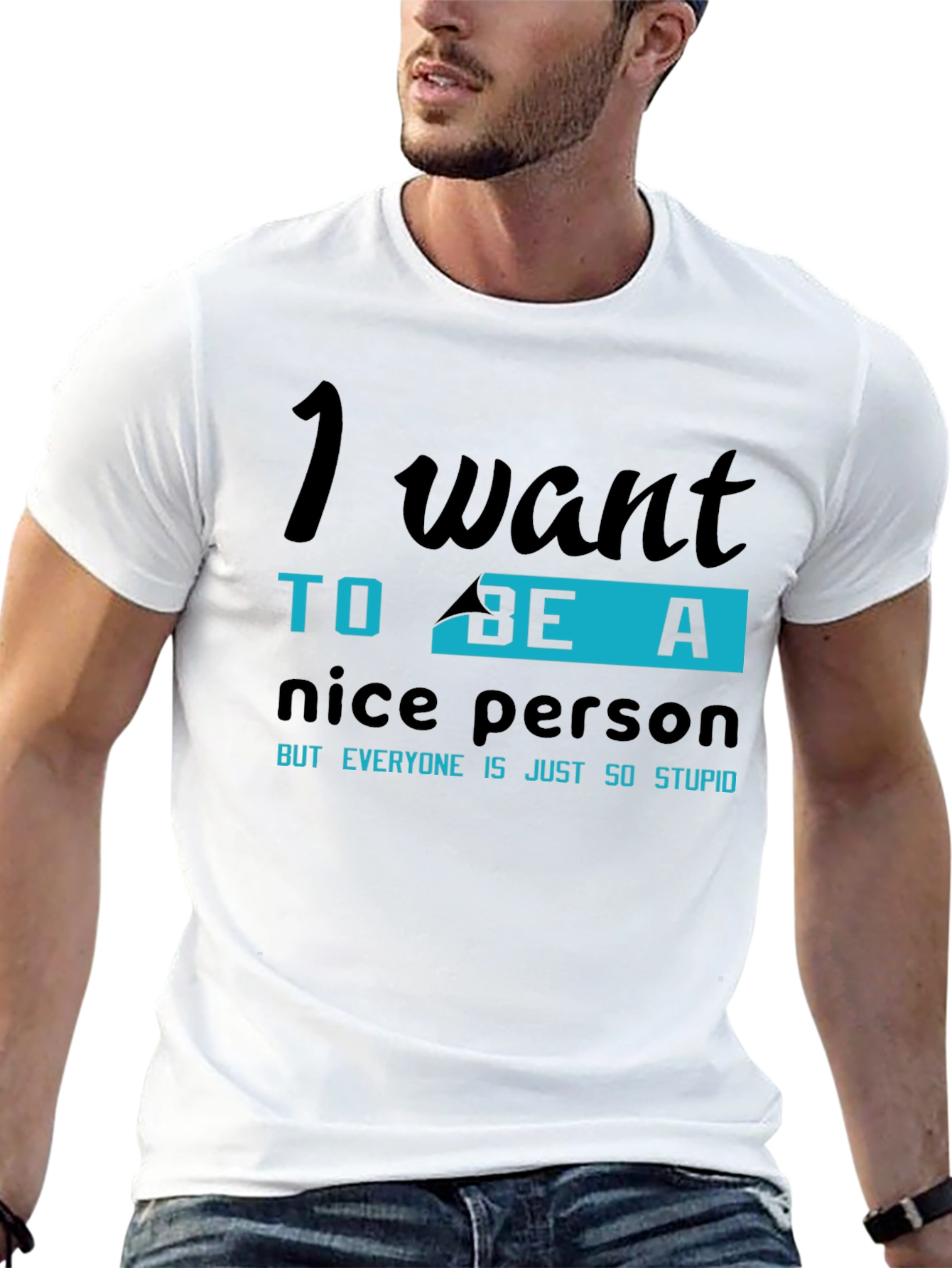 Black Funny "I Want To Be A Nice Person" Graphic Tee view 13