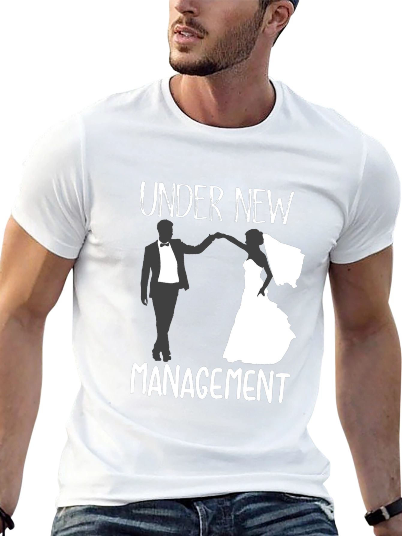 Black Under New Management Wedding T-Shirt view 13