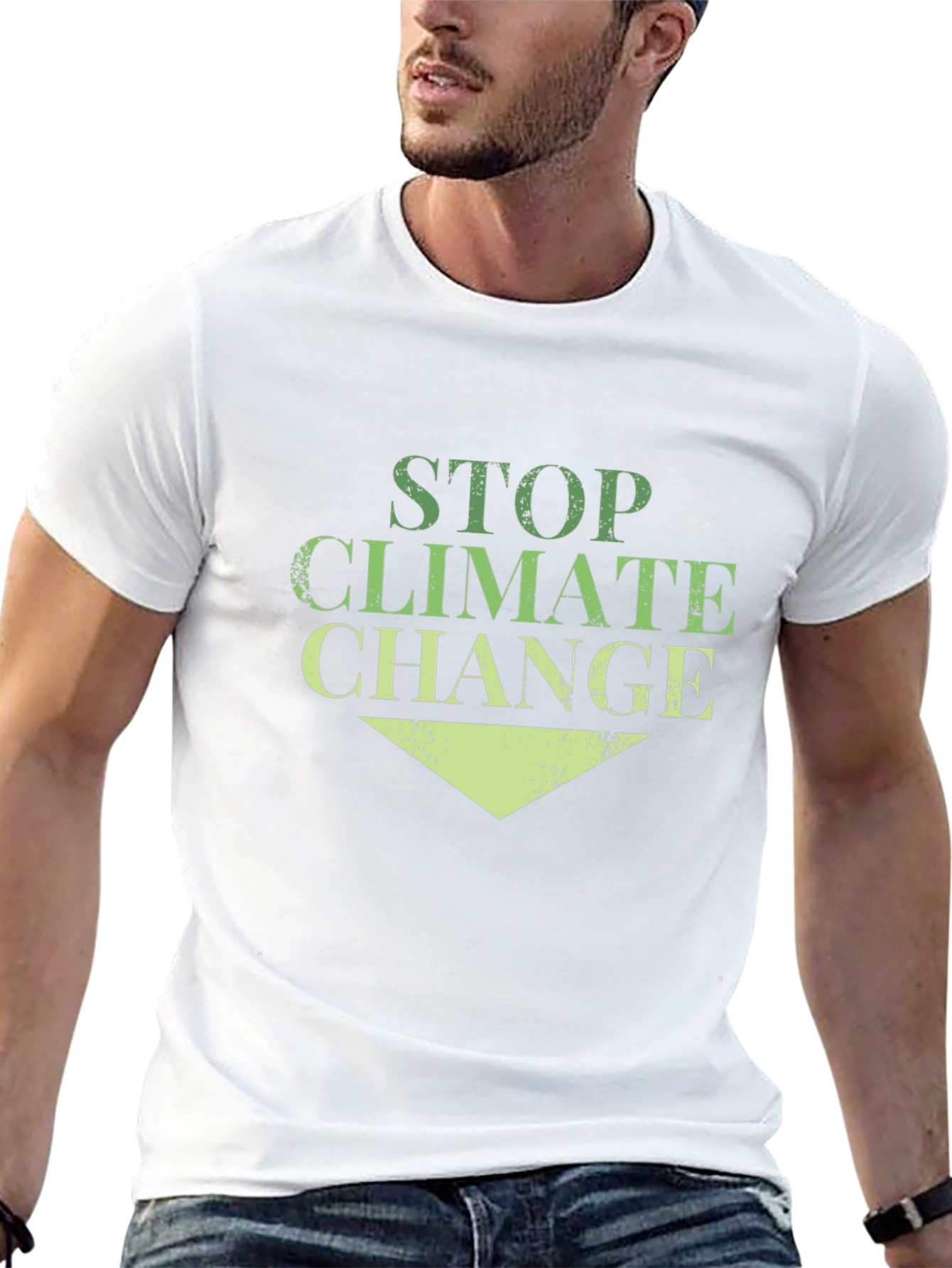 Black Stop Climate Change Black Cotton Tee view 13