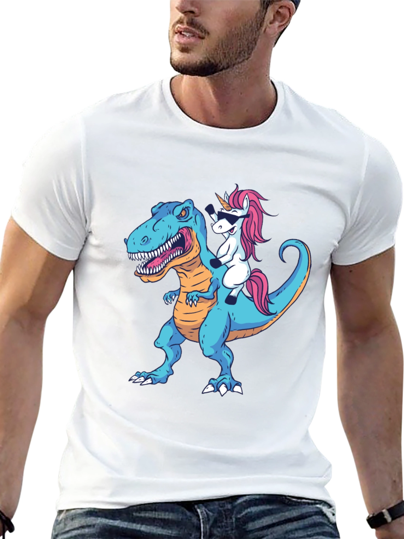 Black Dino Unicorn T-Shirt: Funny Graphic Tee view 13