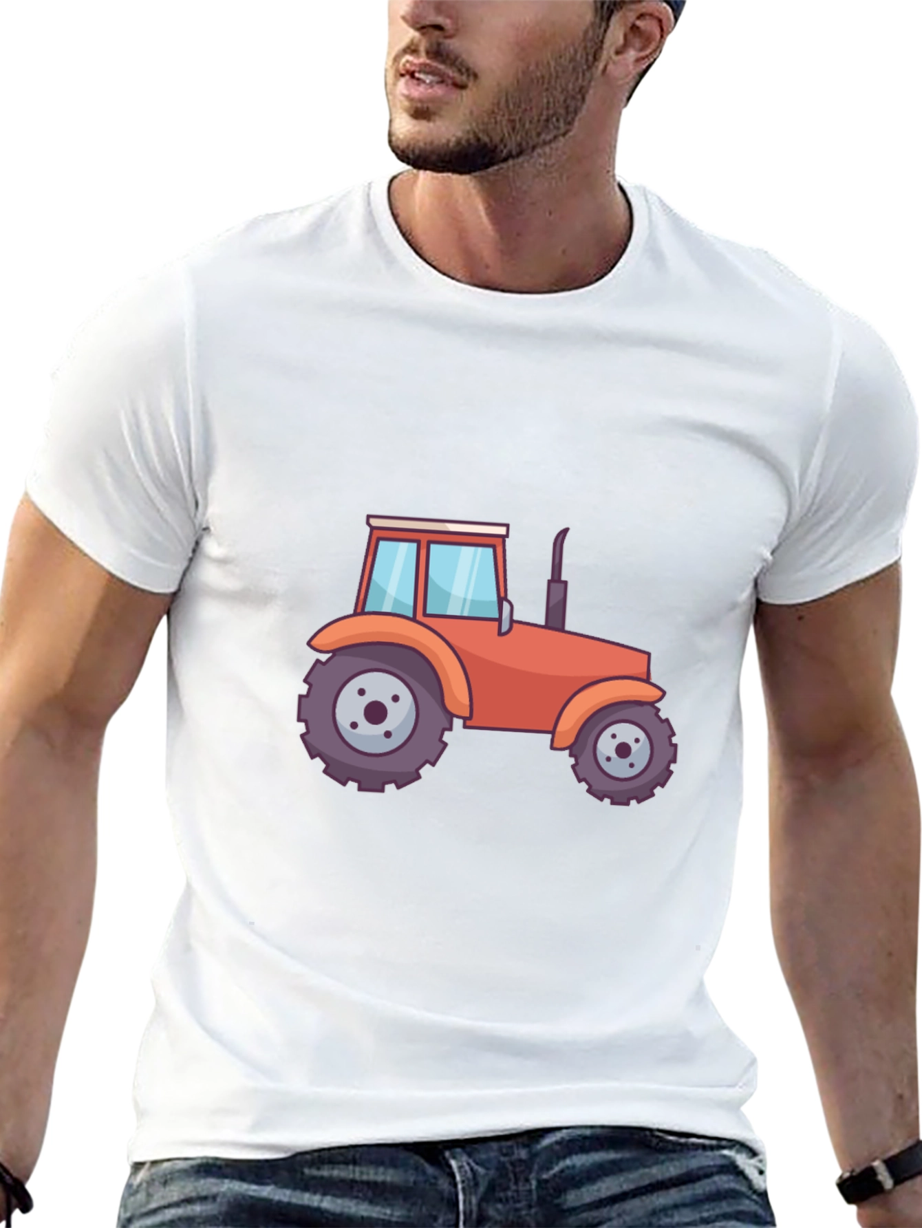 Black Tractor Graphic Tee - Black Cotton Blend T-Shirt view 13