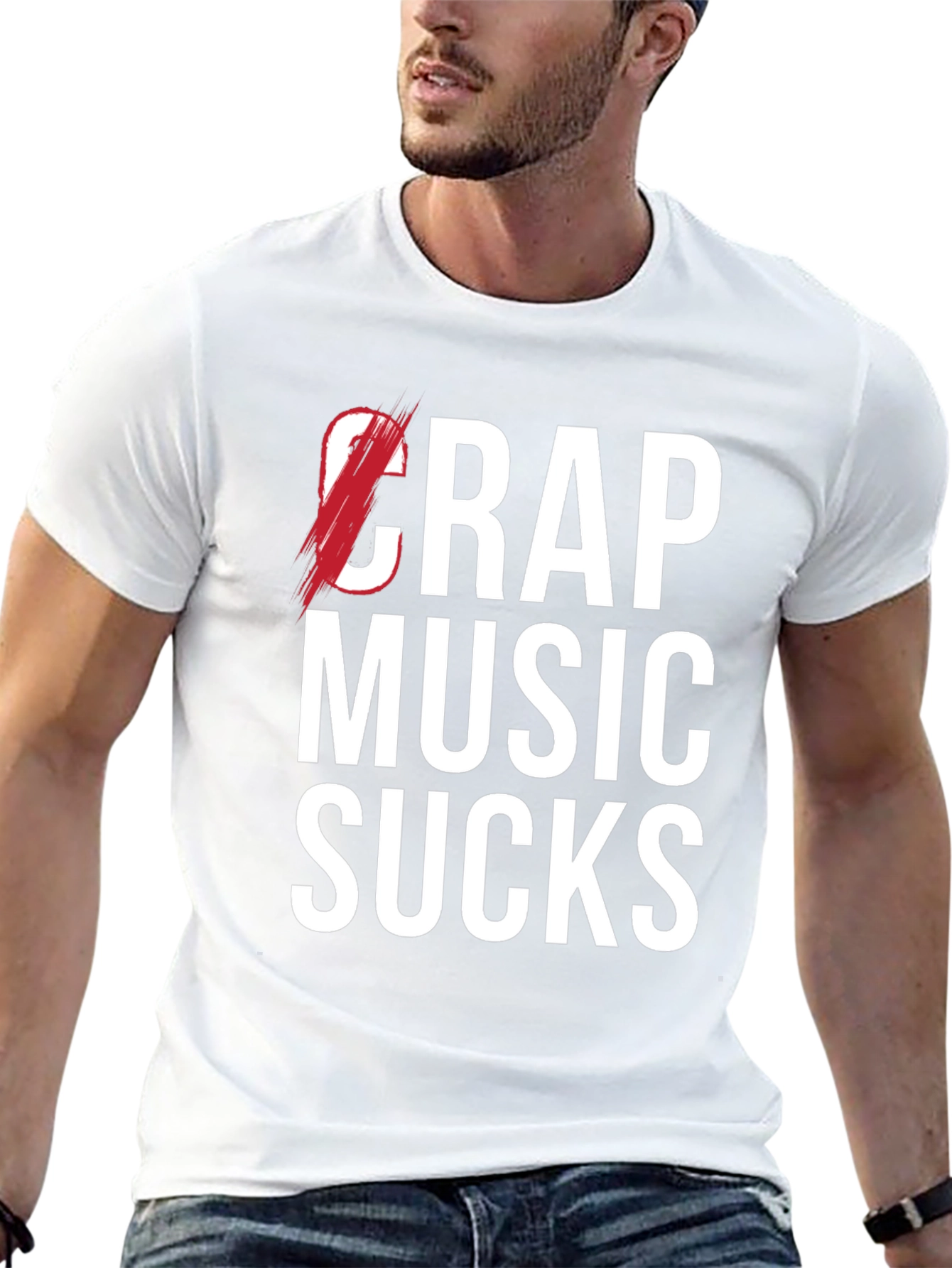 Black Crap Music Sucks Graphic Tee view 13