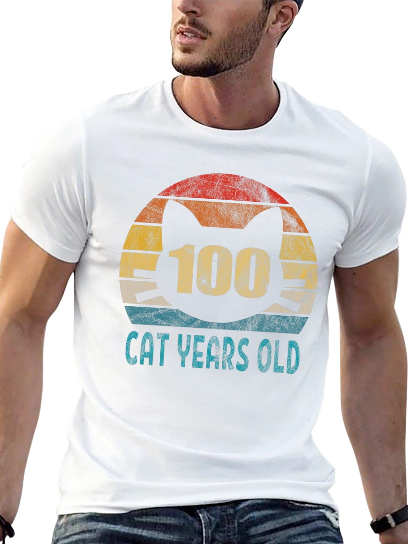 Black 100 Cat Years Old Graphic Tee view 13