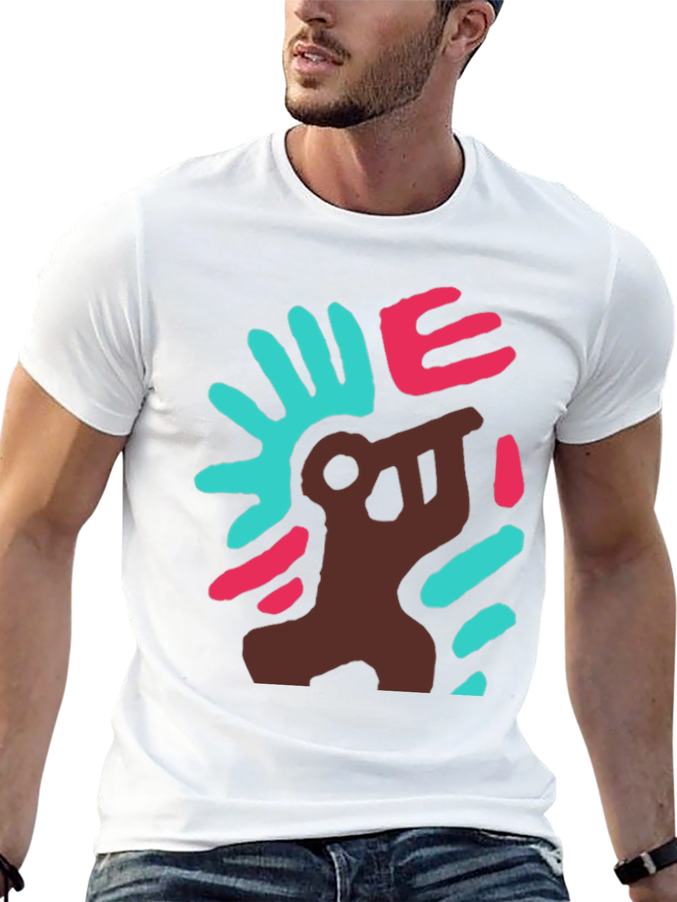 Black Abstract Graphic Print Crew Neck T-Shirt view 13