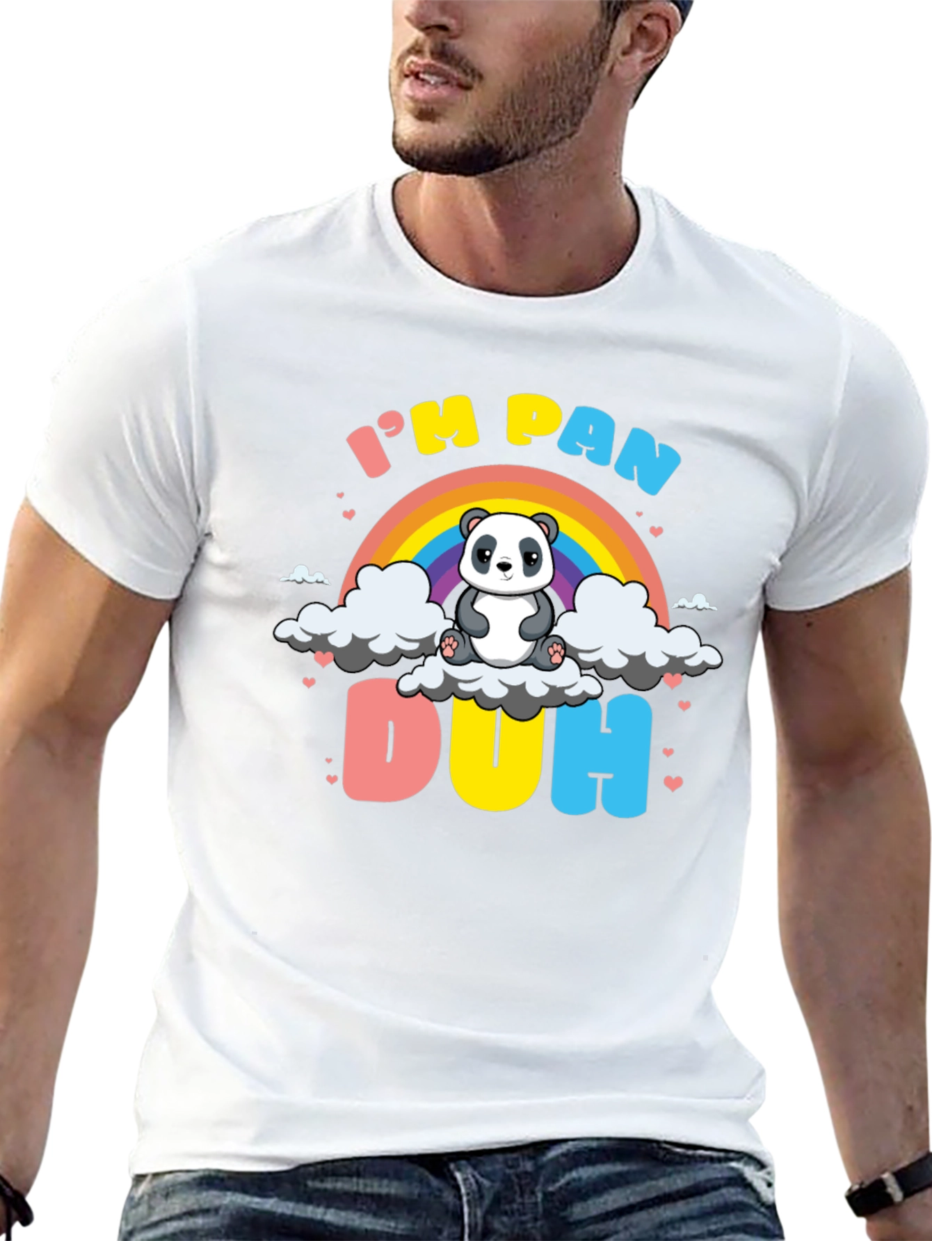 Black I'm Pan Duh T-Shirt - Panda LGBT Pride Rainbow view 13