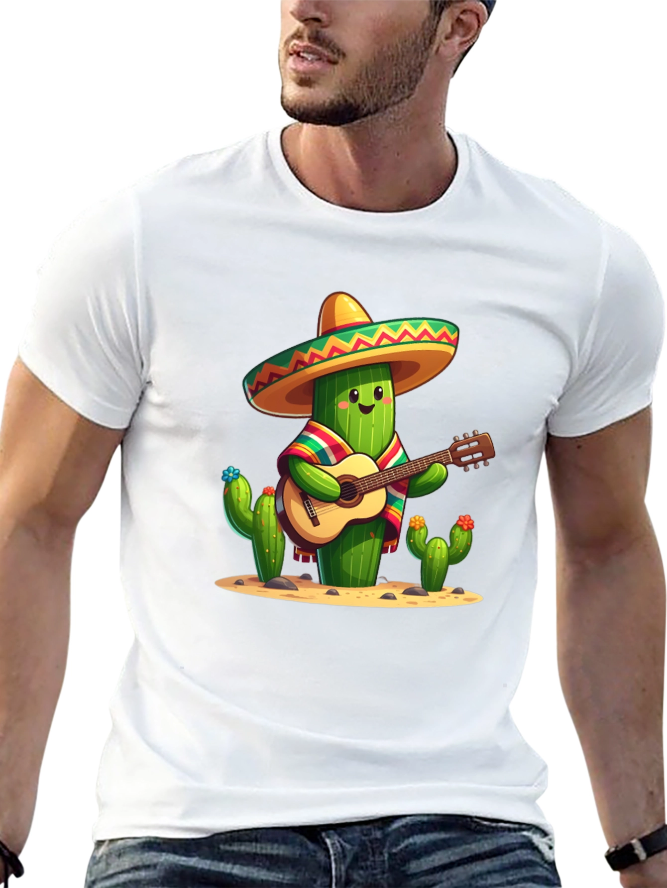 Black Cactus Guitar Player T-Shirt view 13