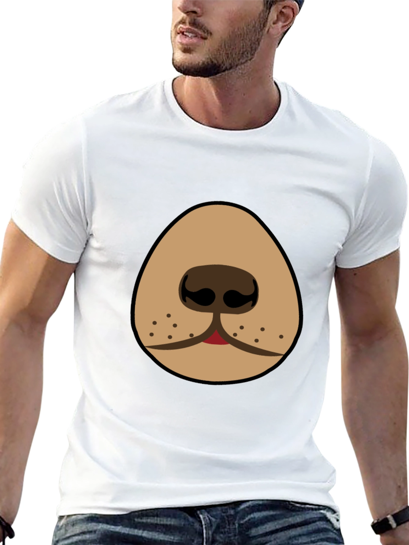 Black Funny Dog Nose Graphic T-Shirt - Black view 13