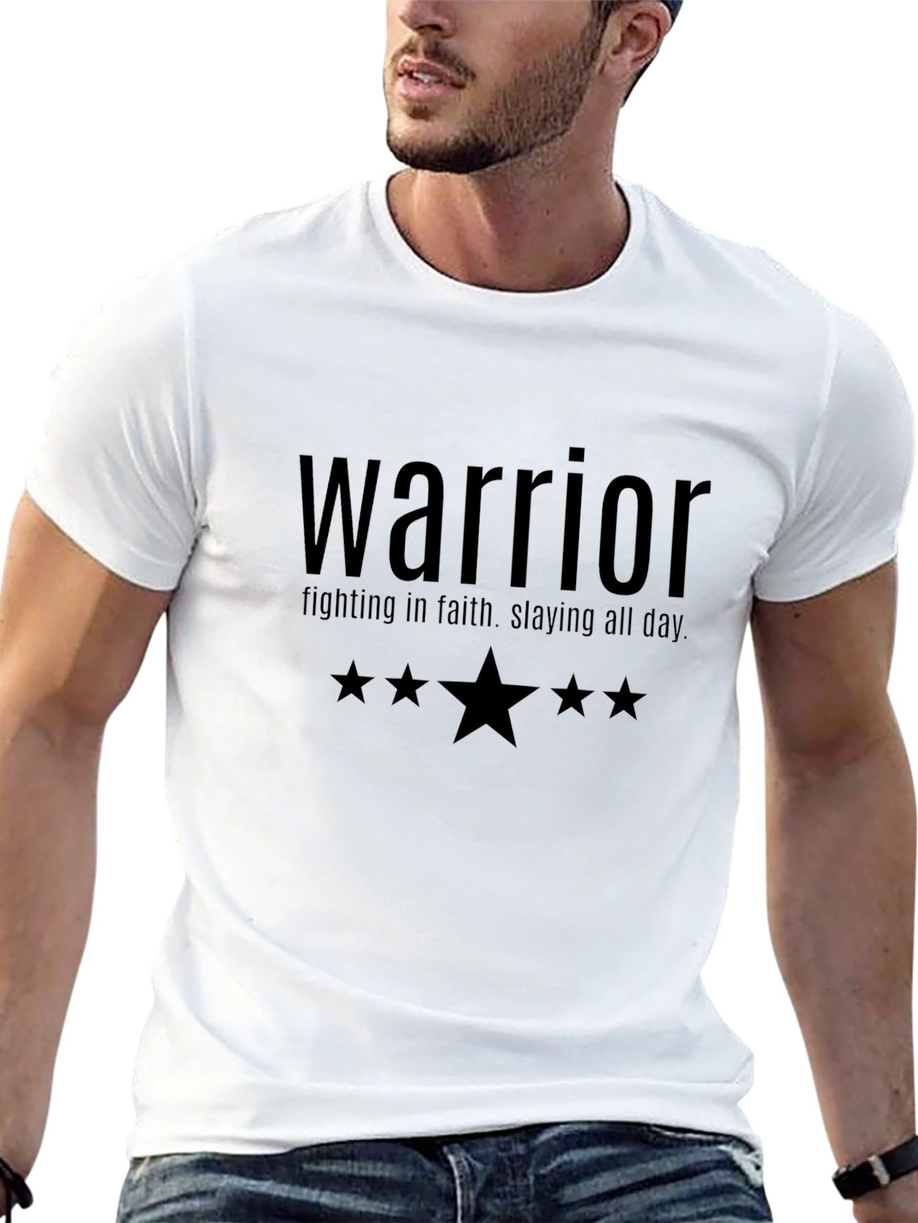 Black Warrior Faith T-Shirt - Slaying All Day Graphic Tee view 13