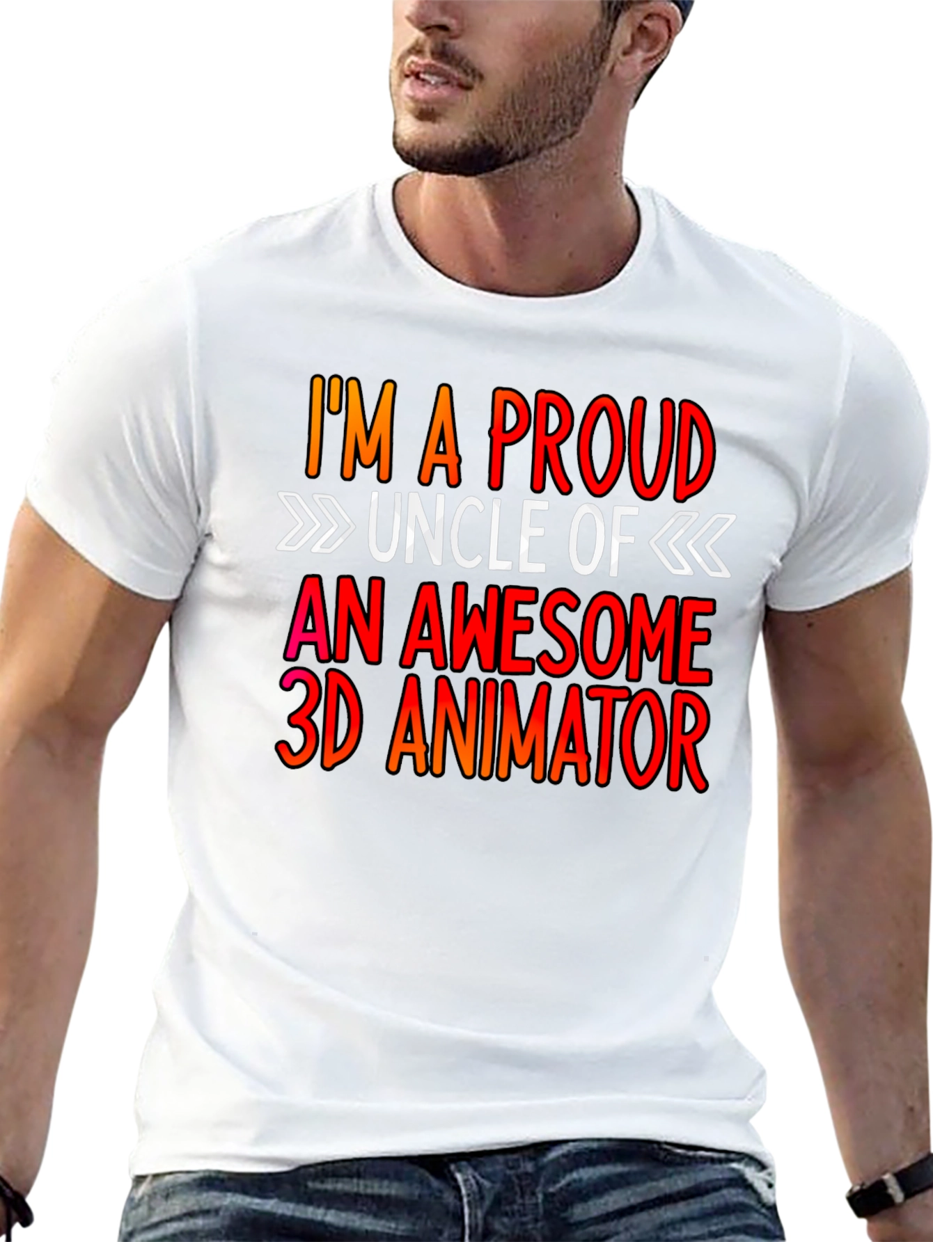 Black Proud Uncle 3D Animator T-Shirt view 13