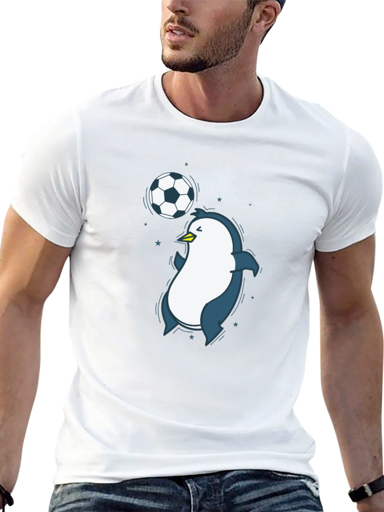Black Penguin Soccer Graphic Tee - Black Crew Neck T-Shirt view 13