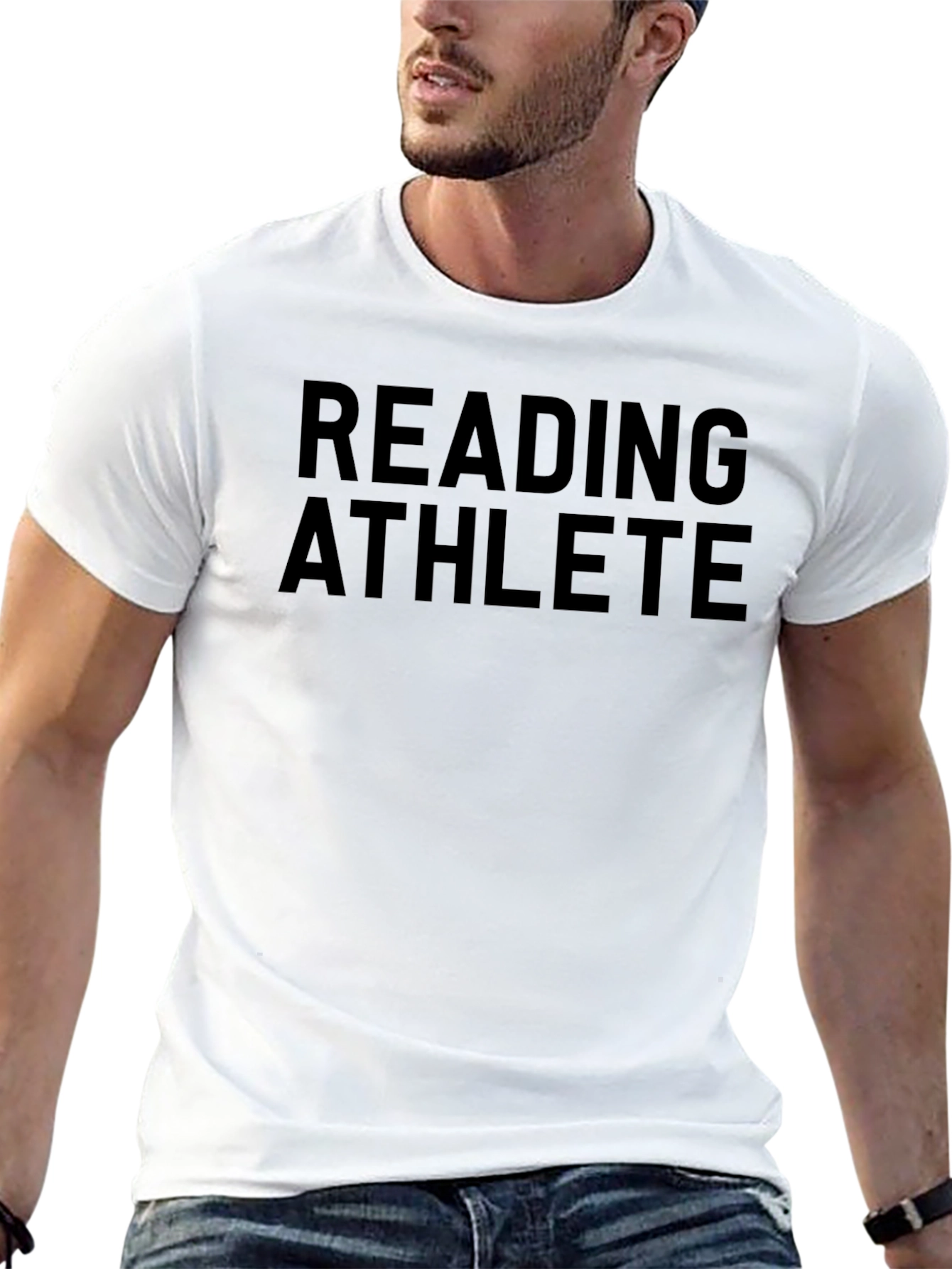 Black Reading Athlete Graphic Tee - Black Crew Neck Shirt view 13