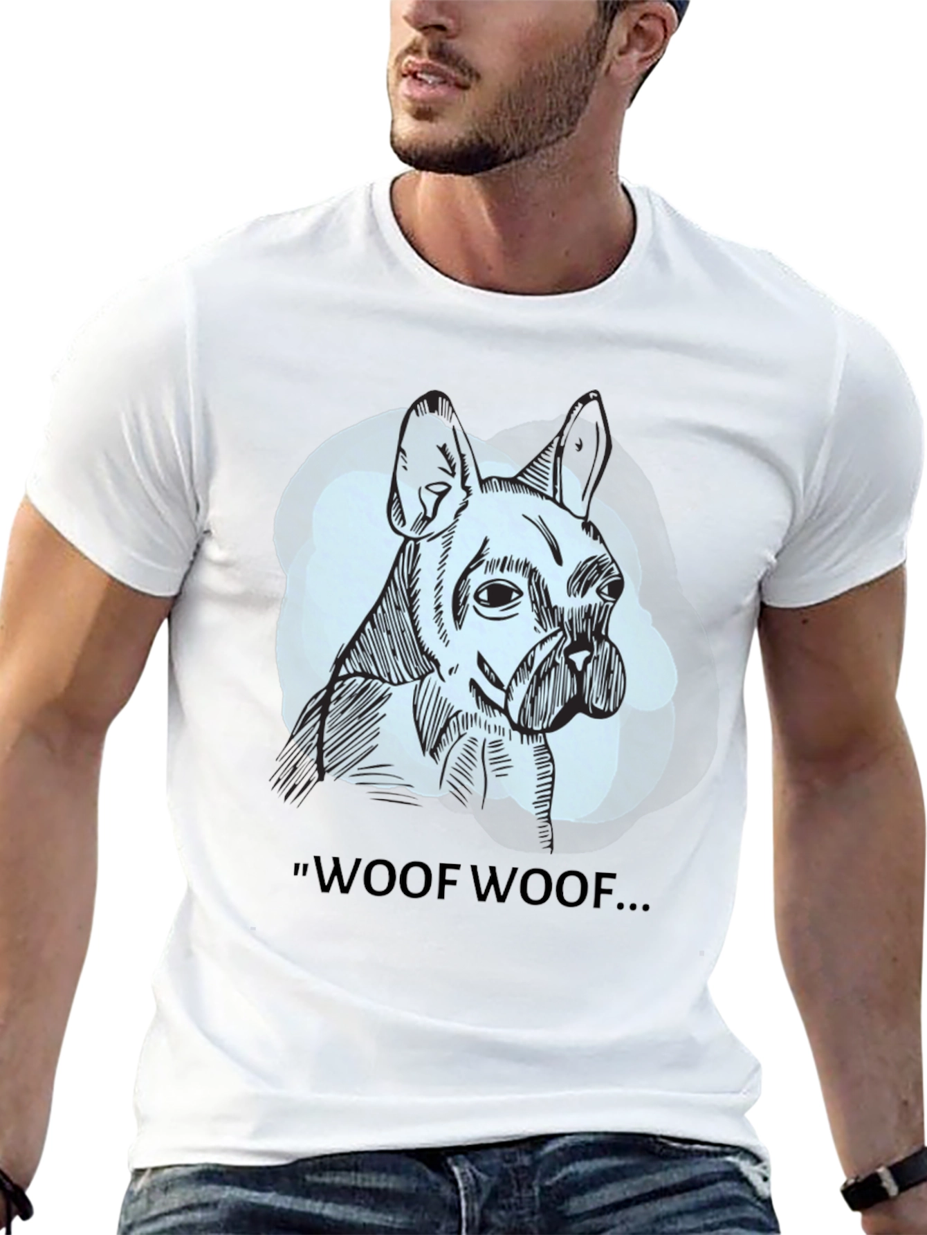 Black Woof Woof Dog Graphic Tee - Black view 13