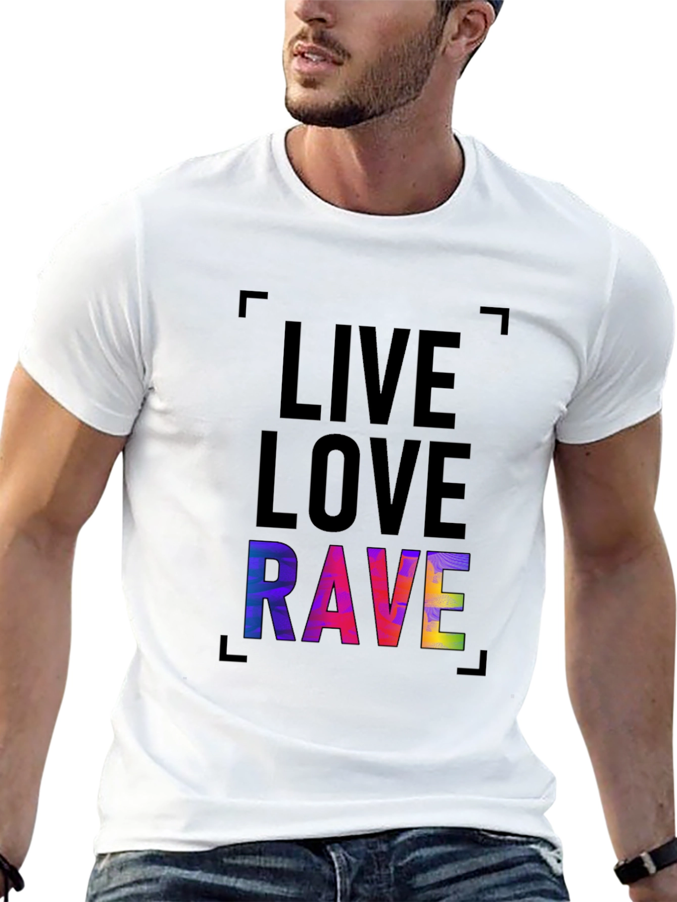 Black Live Love Rave Graphic Tee - Trendy Black T-Shirt view 13