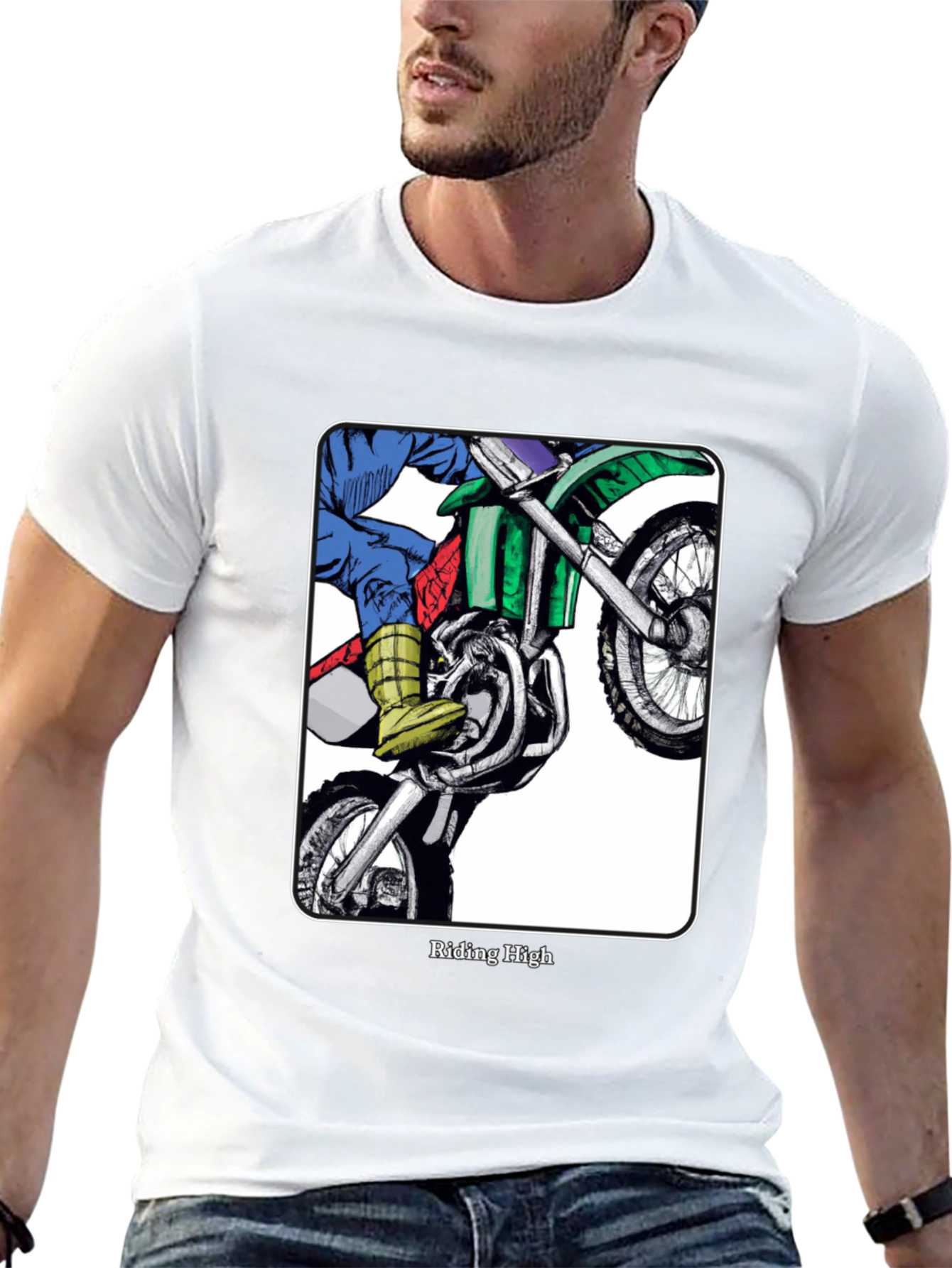 Black Riding High Motorcycle Graphic Tee - Black view 13