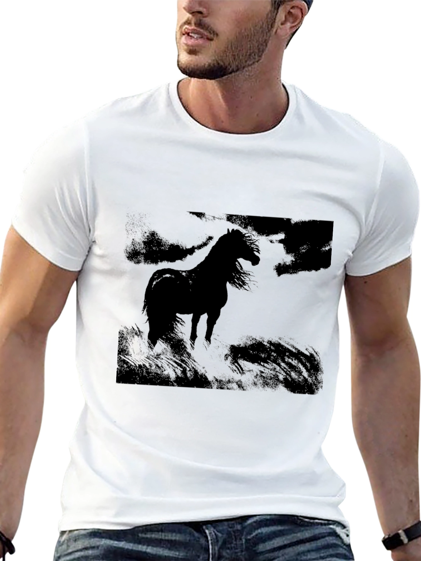 Black Black Horse Graphic Tee - Men's Stylish Casual Top view 13