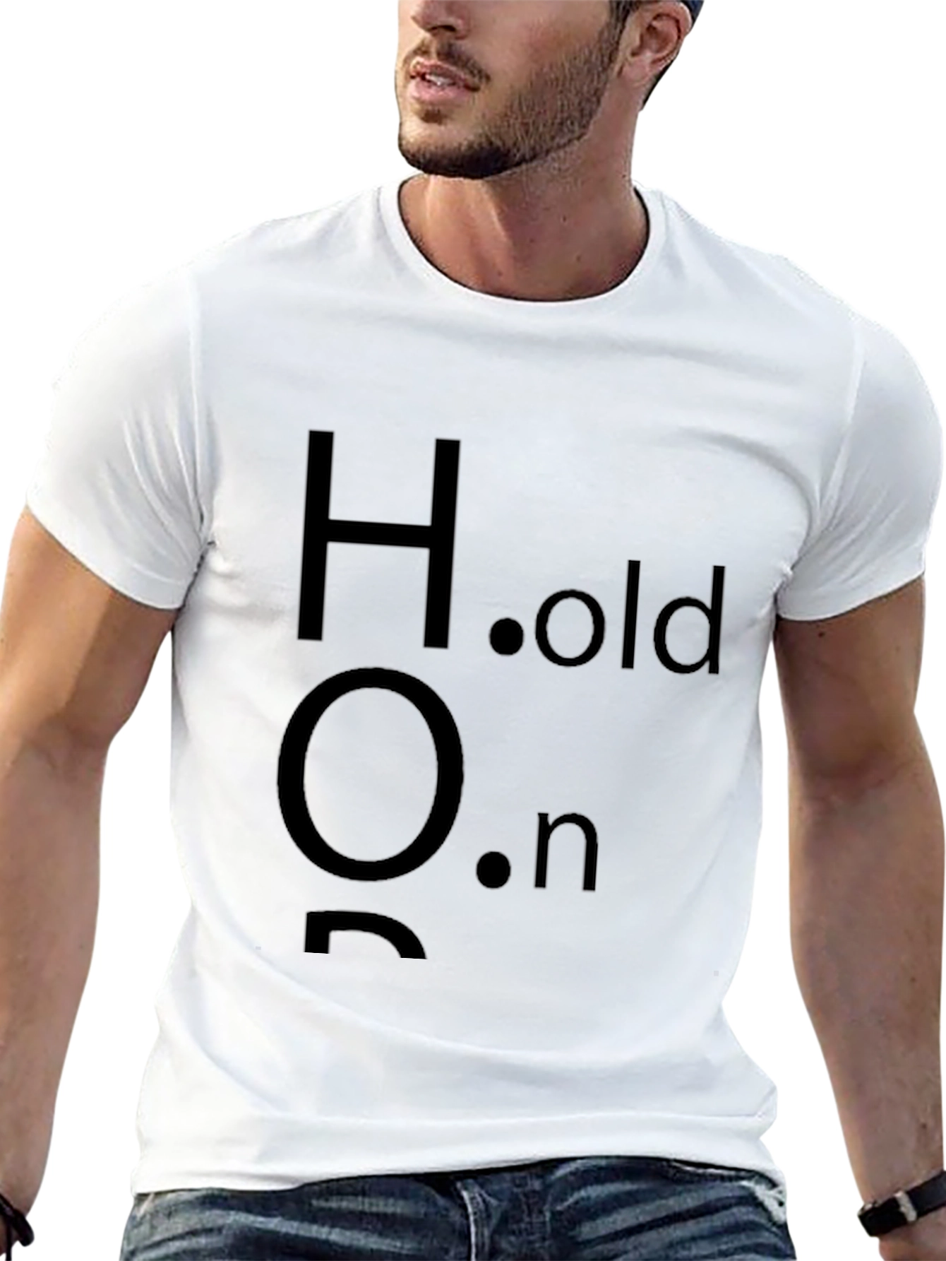 Black Hold On Men's Black T-Shirt view 13
