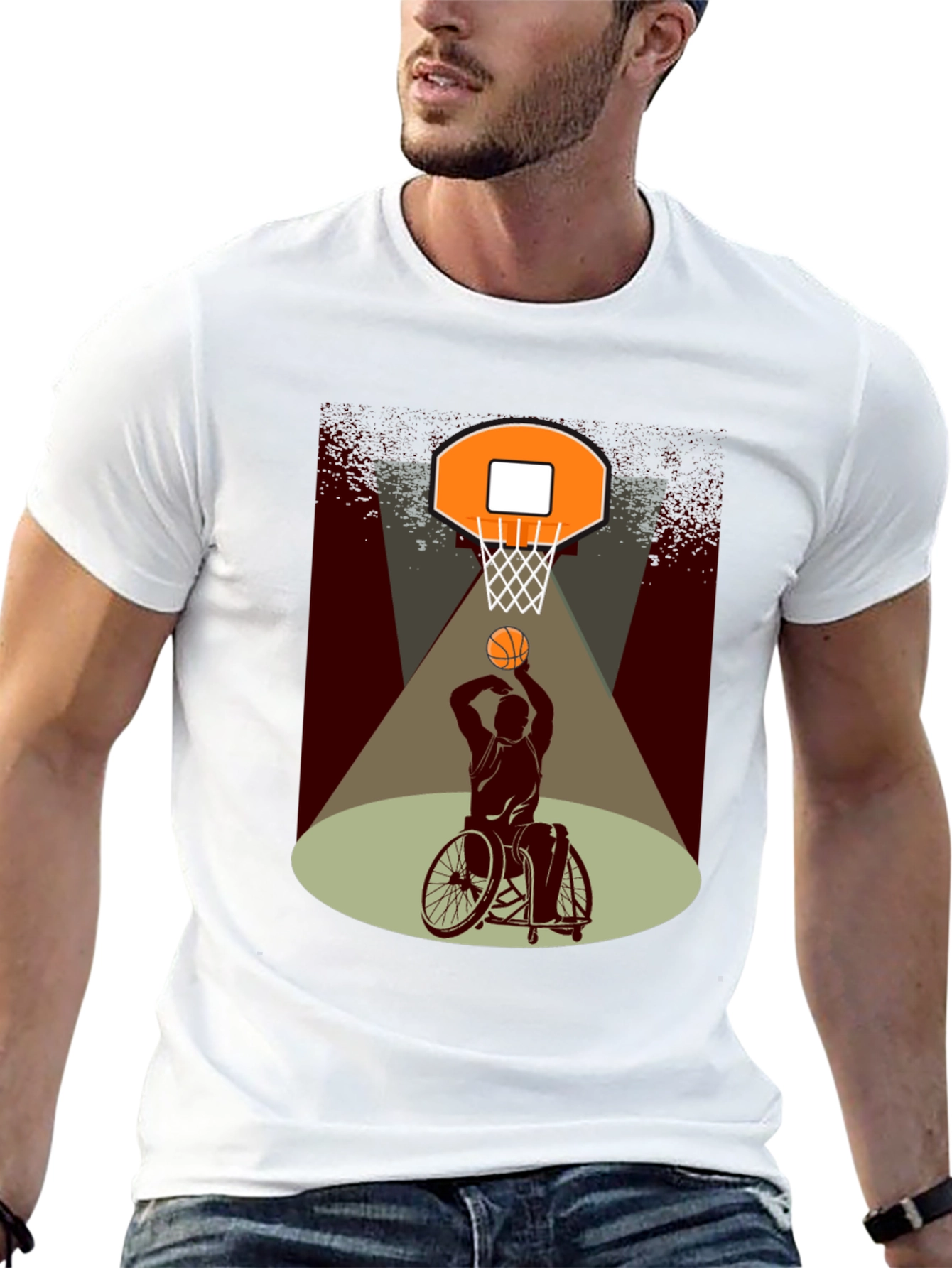 Black Wheelchair Basketball Graphic T-Shirt view 13