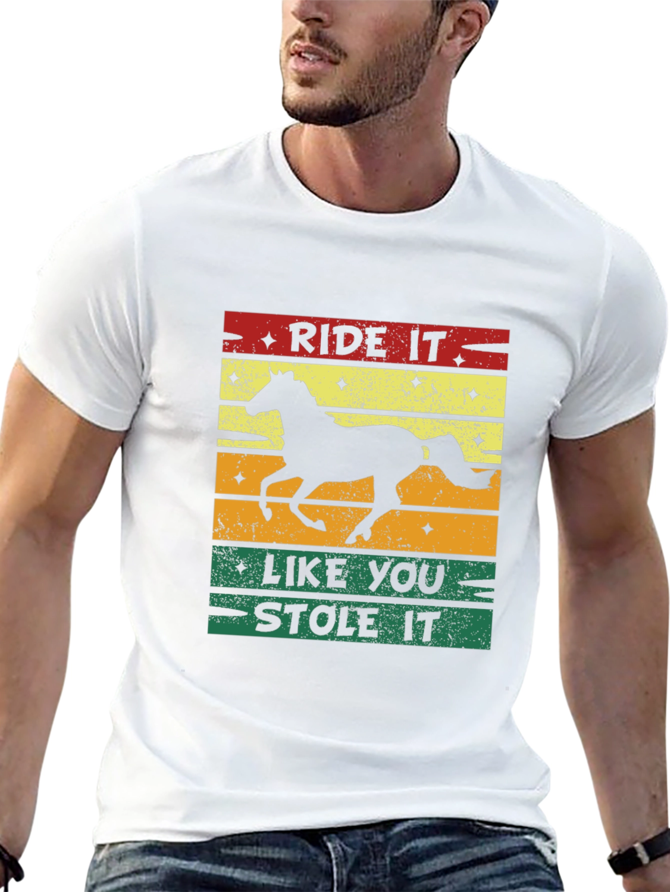 Black Ride It Like You Stole It Horse Graphic T-Shirt view 13