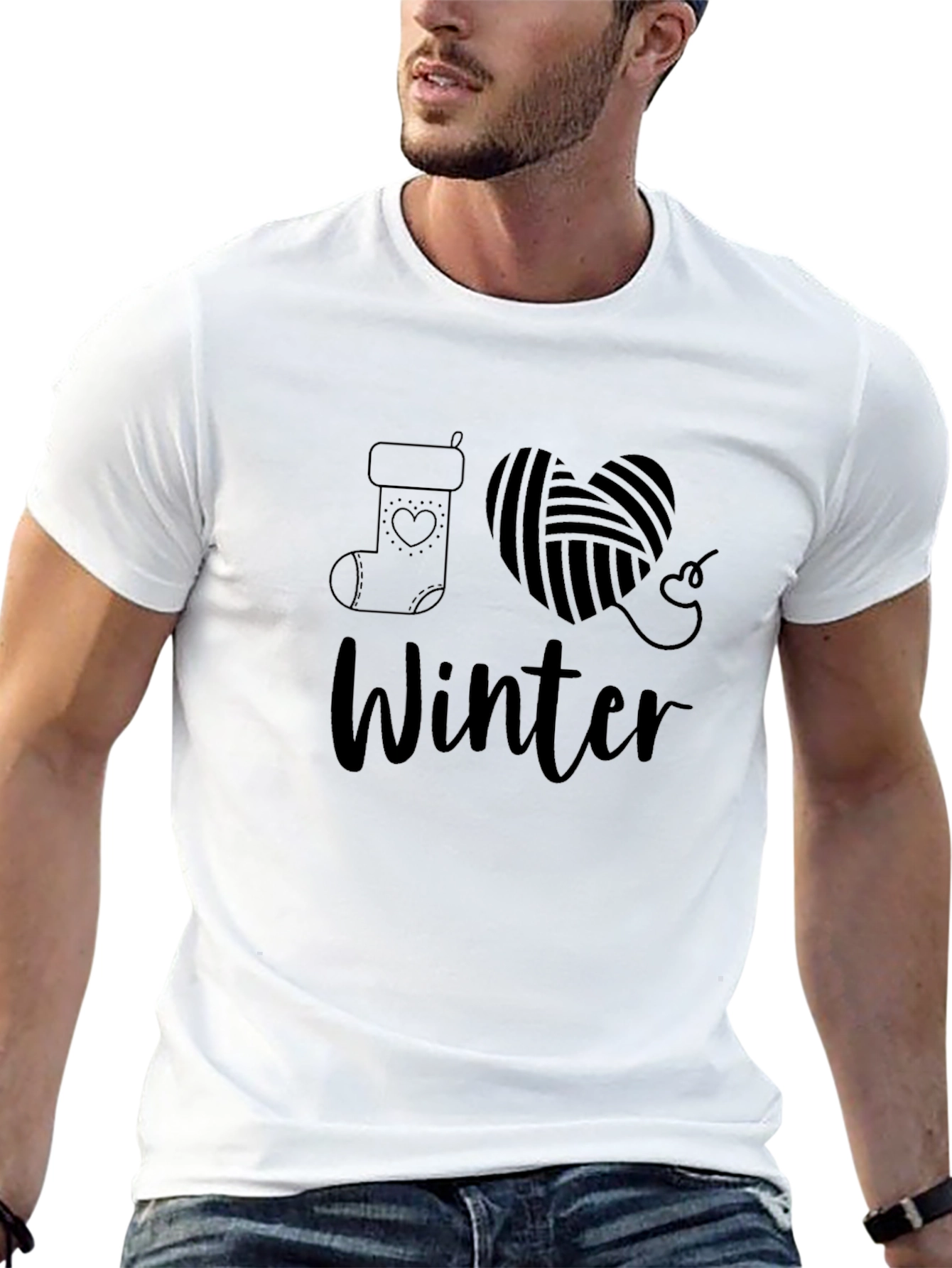 Black I Love Winter Black T-Shirt Holiday Season Apparel view 13