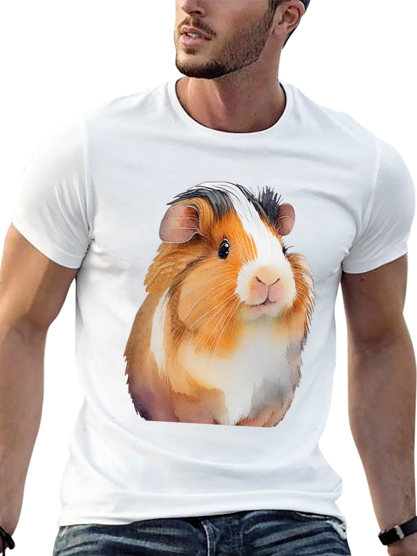 Black Guinea Pig Graphic T-Shirt - Men's Black Tee view 13