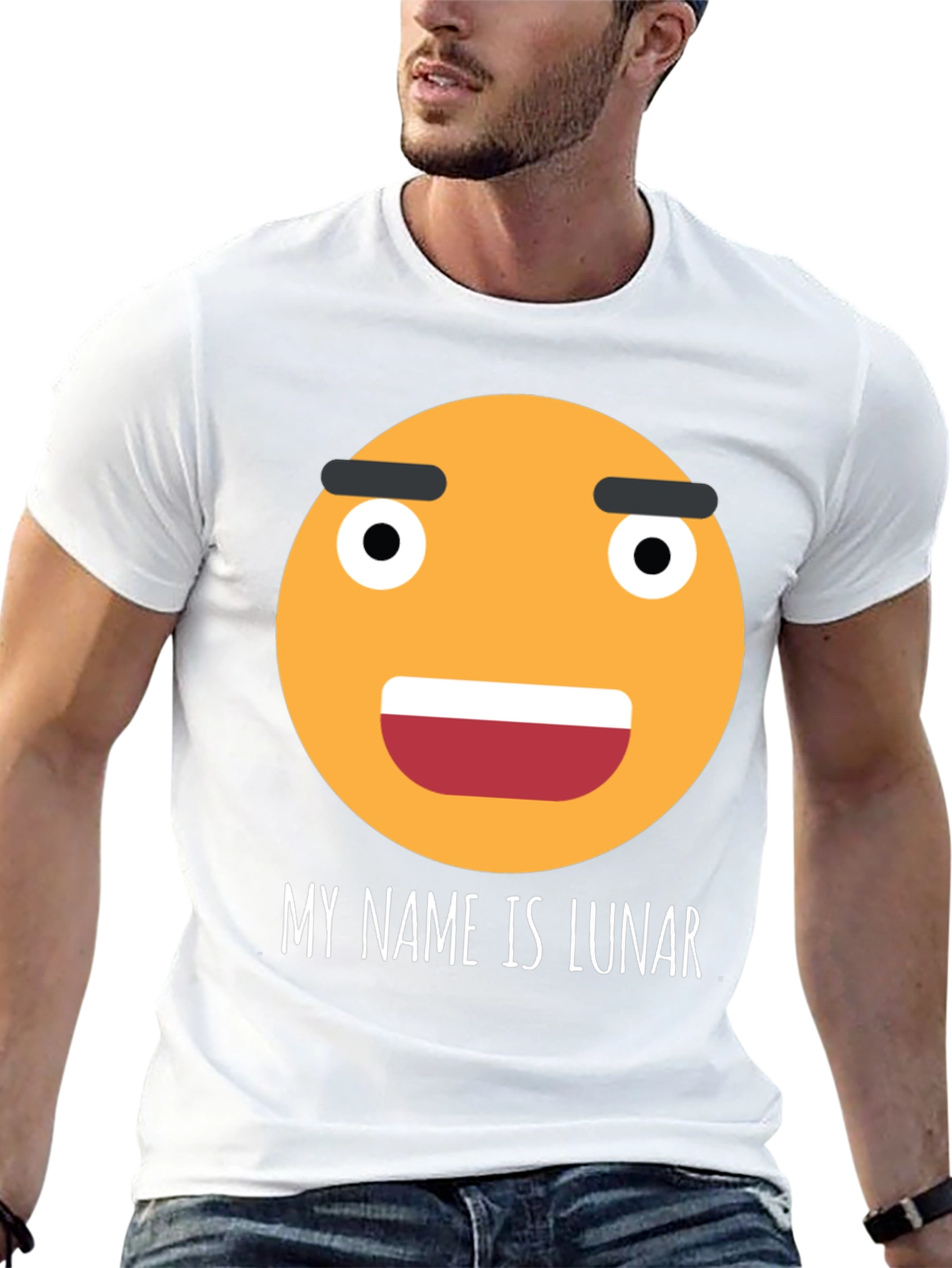 Black Funny Emoji T-Shirt - My Name is Lunar view 13