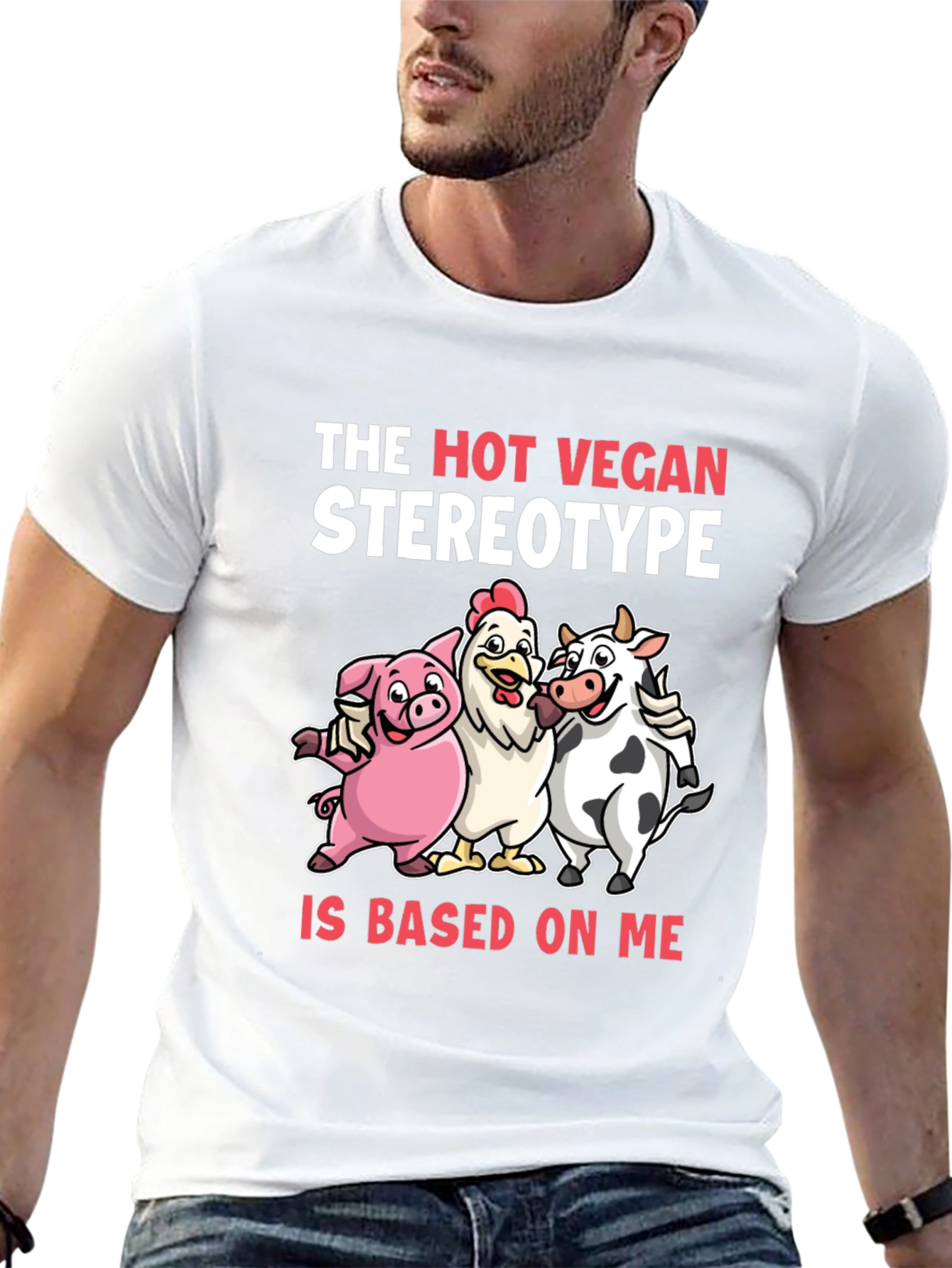 Black The Hot Vegan Stereotype Graphic T-Shirt view 13
