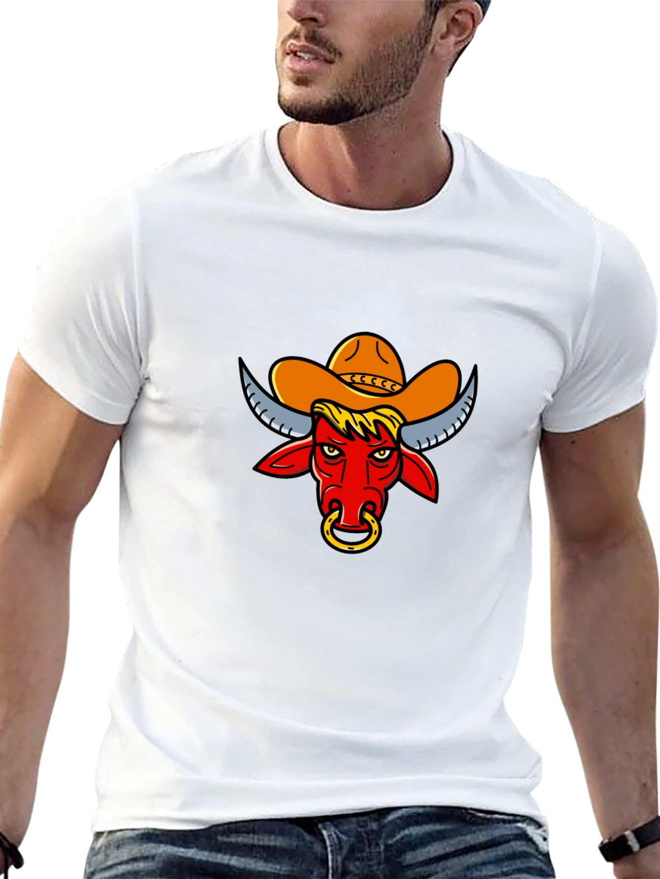 Black Cowboy Bull Graphic Tee - Black view 13