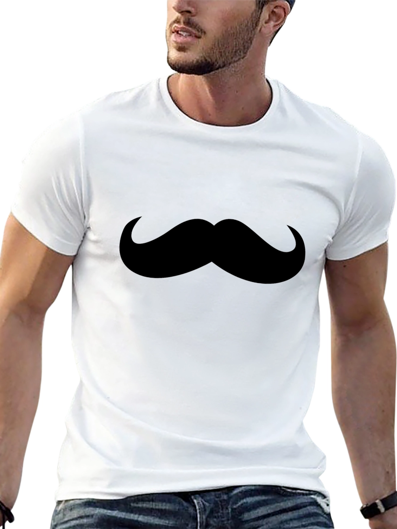 Black Mustache Graphic Tee - Men's Black T-Shirt view 13