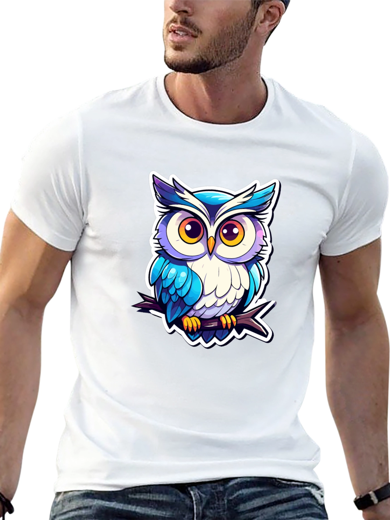 Black Cool Owl Graphic Tee - Unique Design! view 13