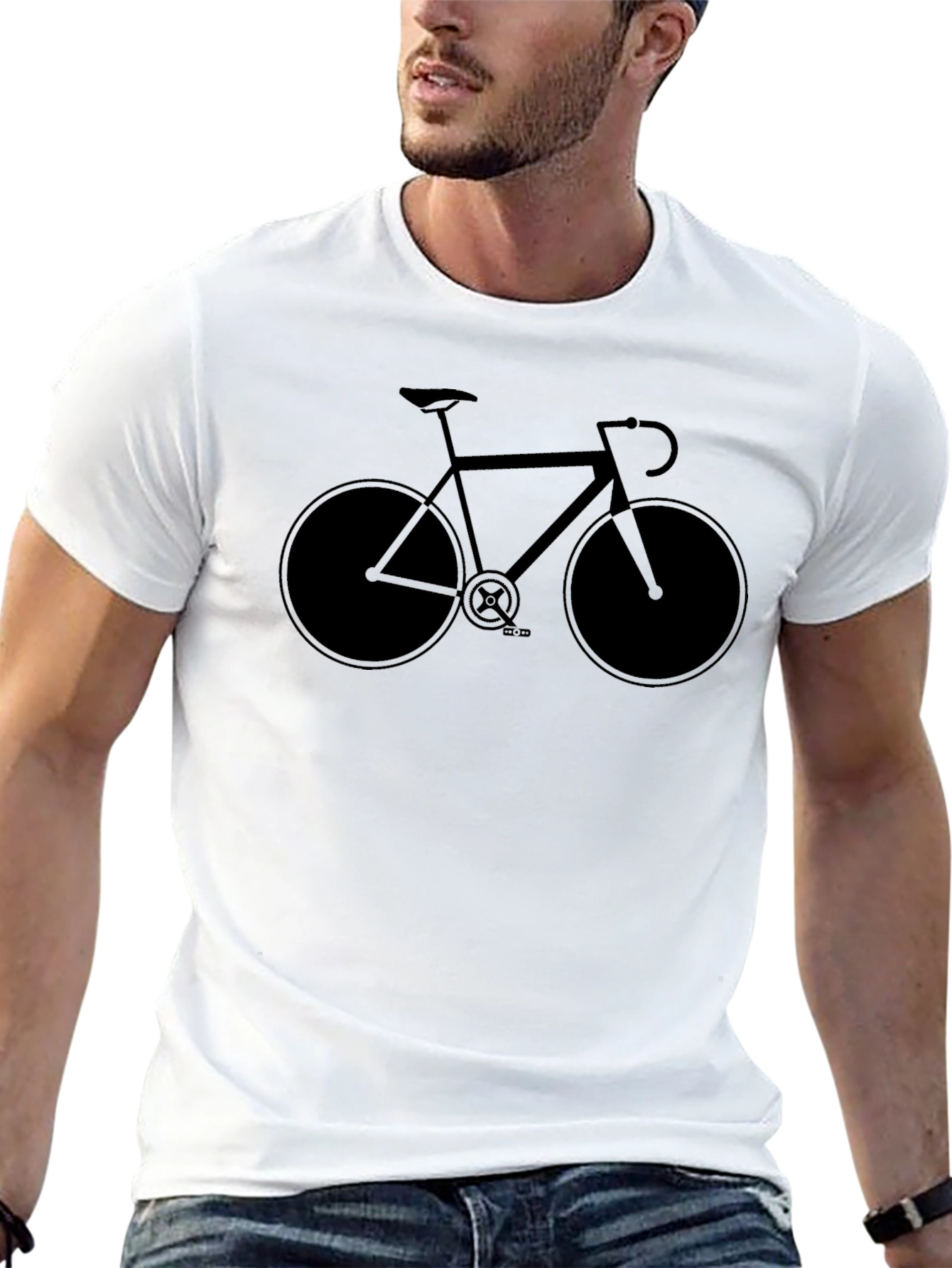 Black Men's Black Bicycle Graphic T-Shirt view 13