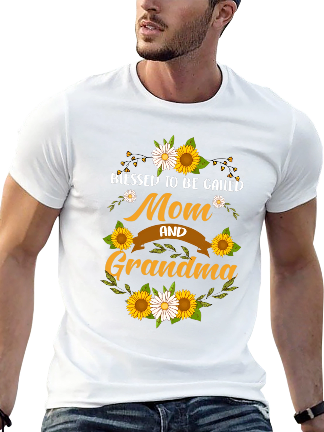Black Blessed Mom & Grandma Sunflower T-Shirt view 13
