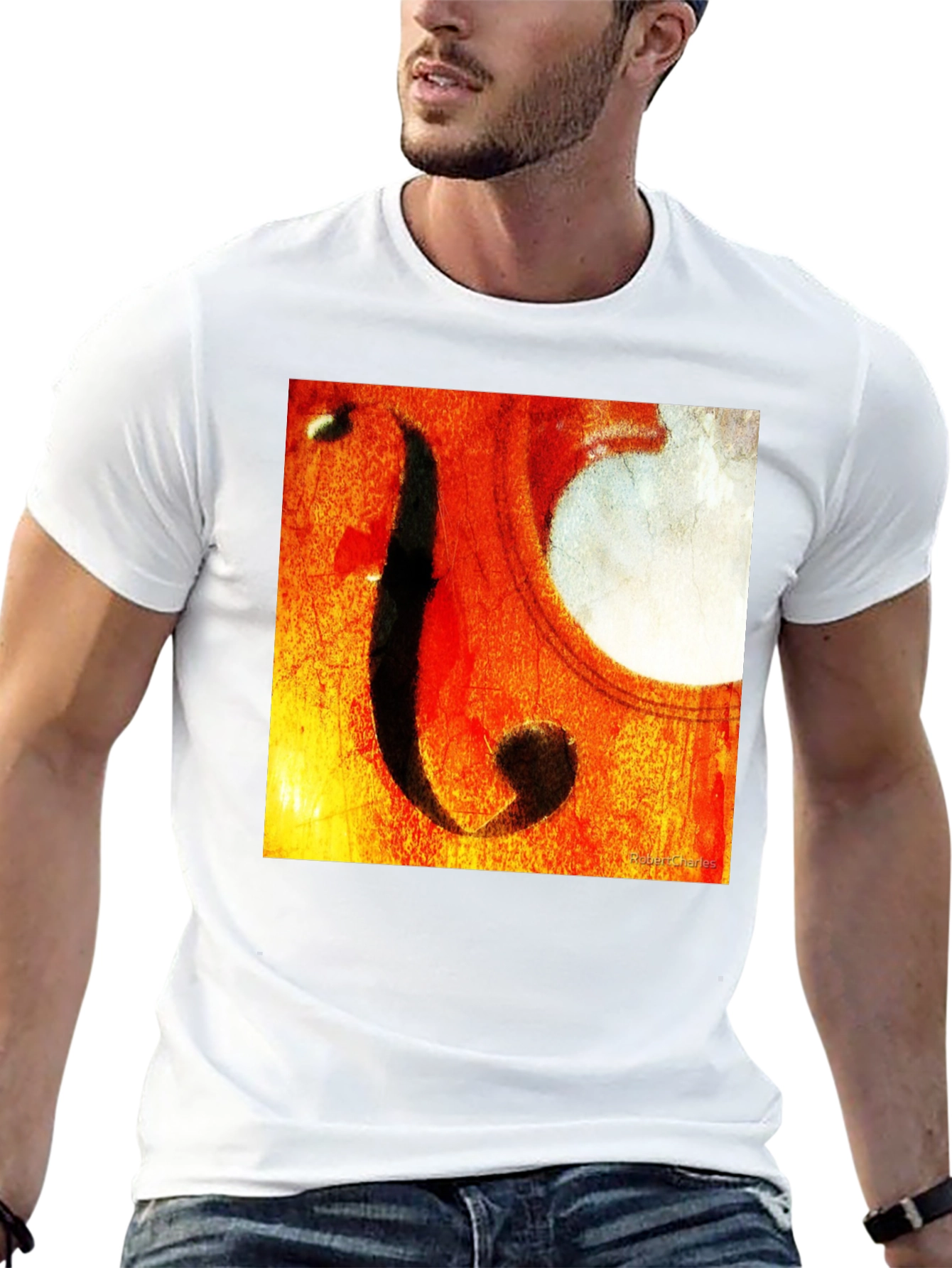 Black Abstract Cello F-Hole Graphic T-Shirt view 13