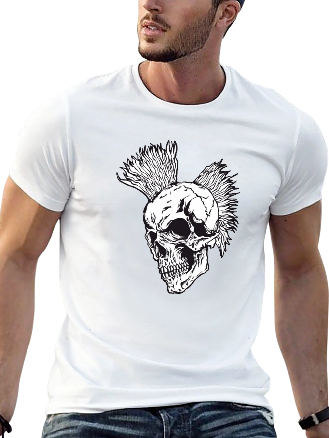 Black Punk Rock Skull T-Shirt - Black view 13