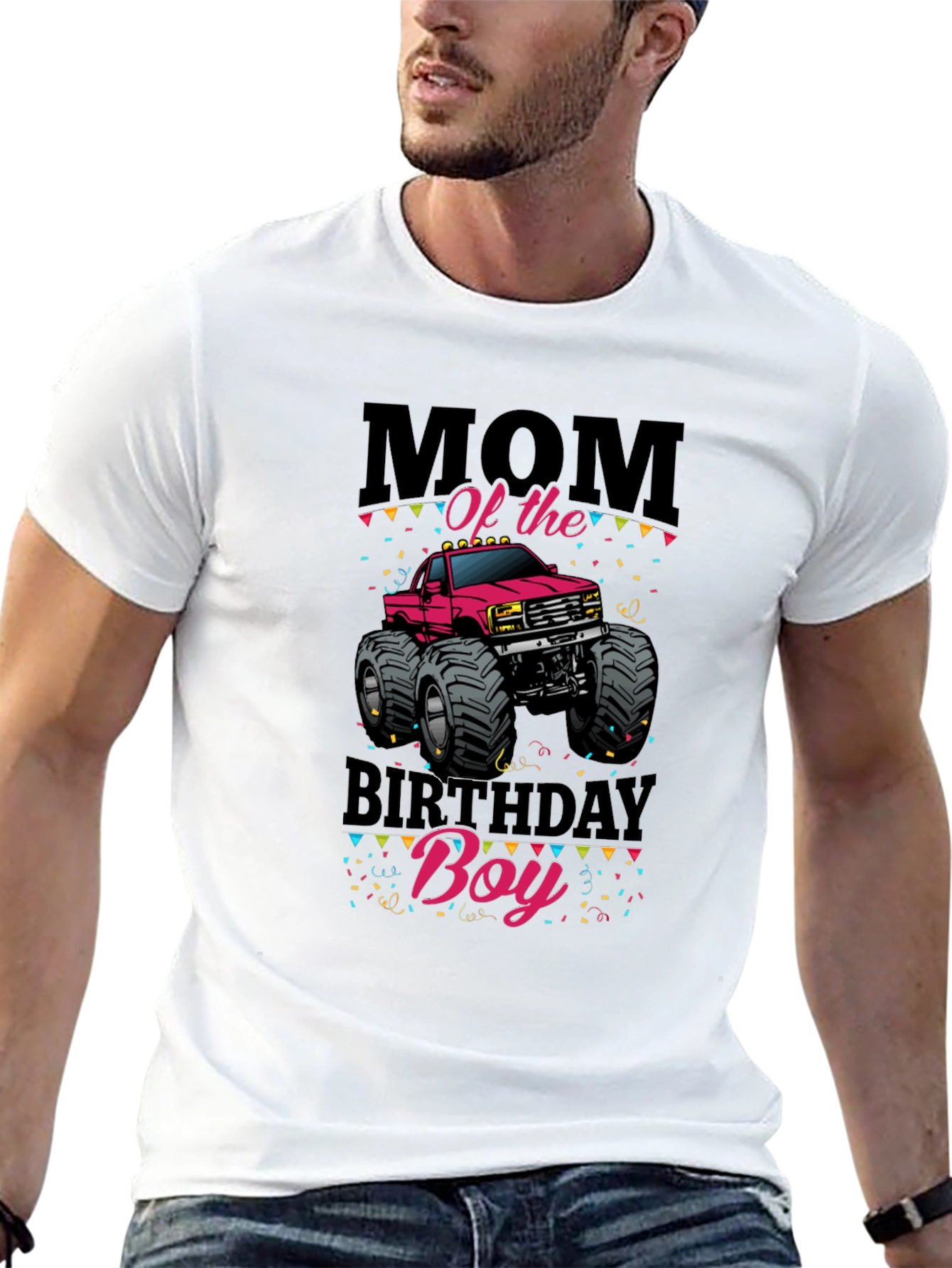 Black Mom of the Birthday Boy Monster Truck T-Shirt view 13