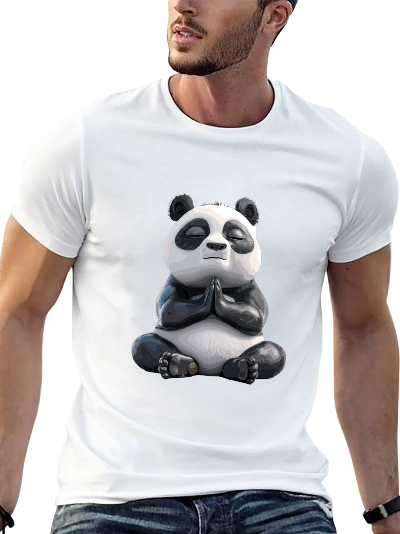 Black Meditating Panda Graphic Tee - Zen Vibes view 13