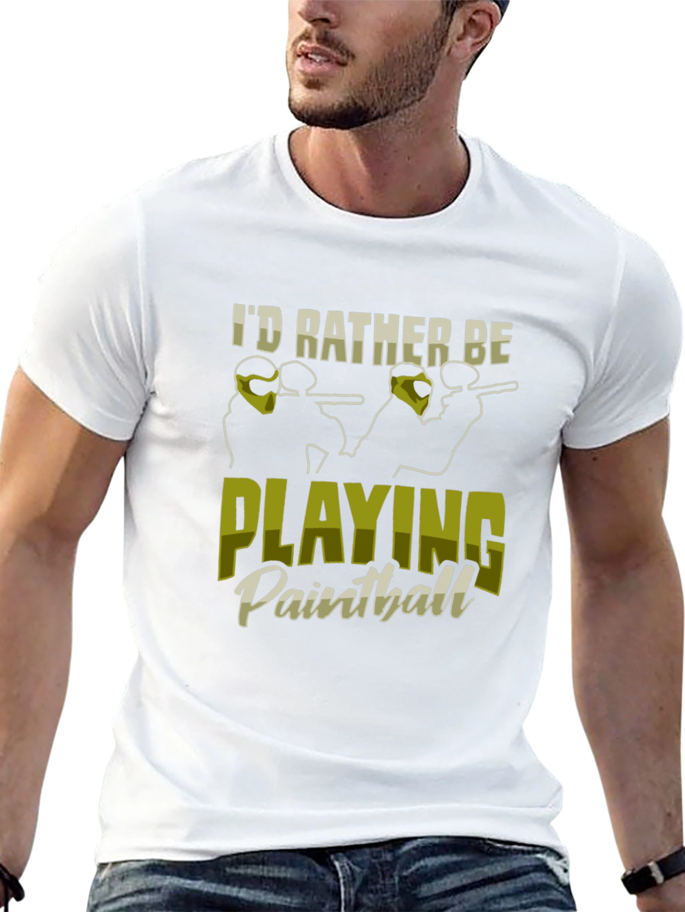 Black I'd Rather Be Playing Paintball Black T-Shirt view 13