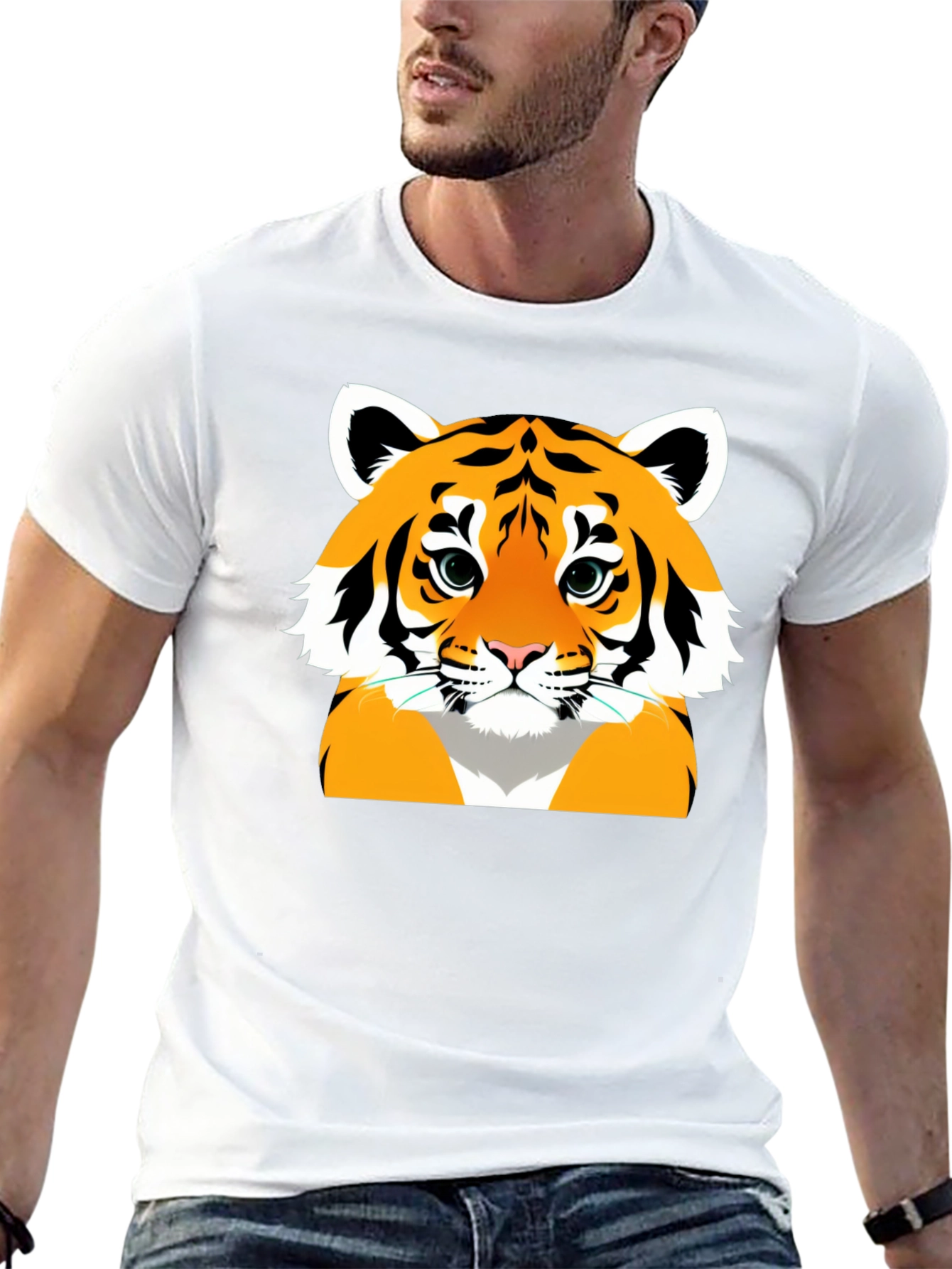 Black Cool Tiger Graphic Tee - Men's Black T-Shirt view 13